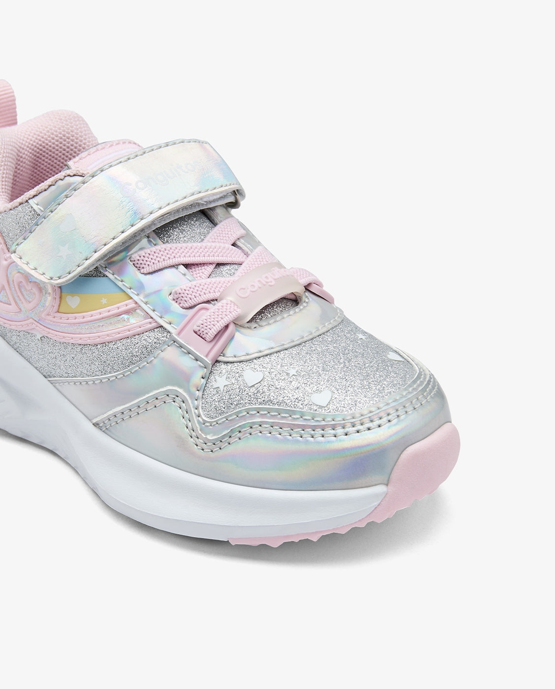 Zapatillas de niña con cierre adherente y cordones elásticos - Conguitos - Plata Plata-5