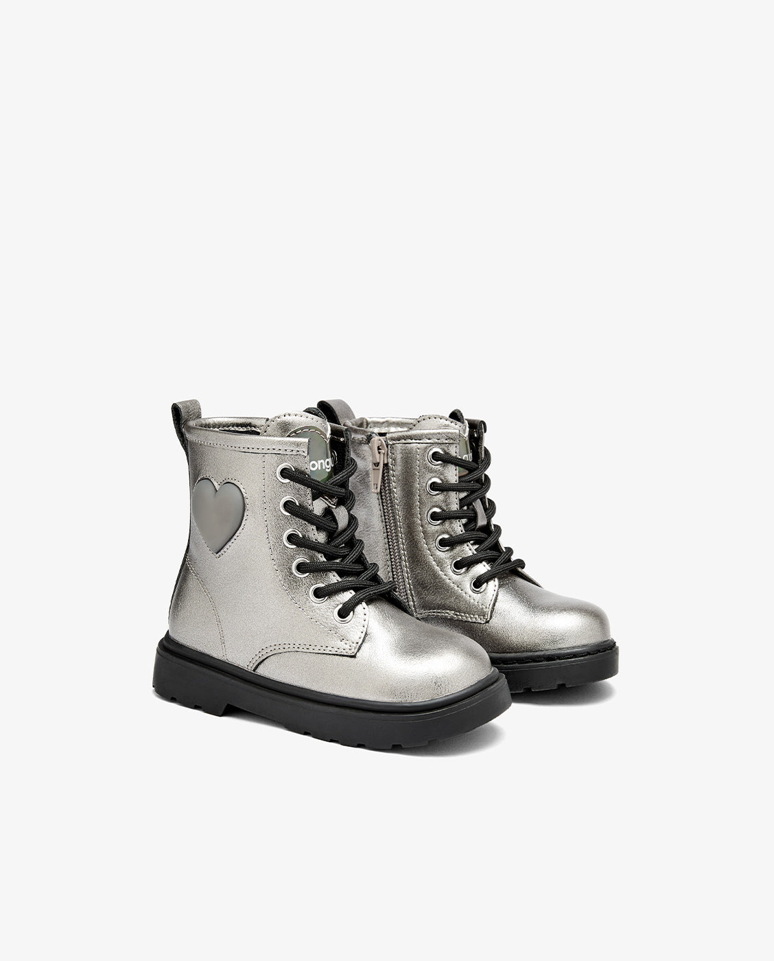 Botas militares de niña con luces y cremallera - Conguitos - Gris Gris-2
