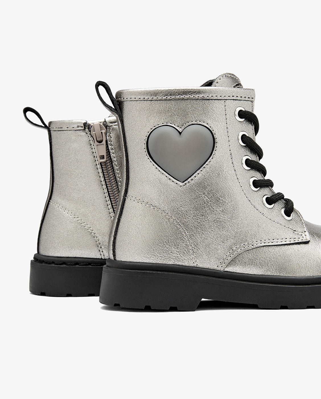 Botas militares de niña con luces y cremallera - Conguitos - Gris Gris-4