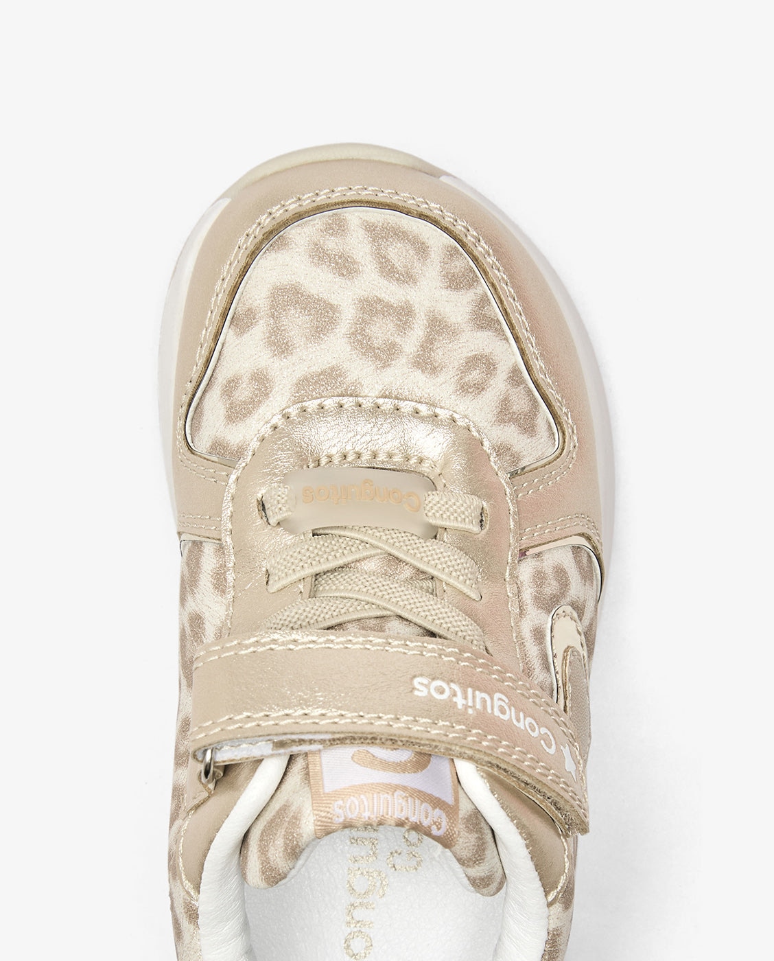 Imagen 4 de Zapatillas de luces de niña barefoot con cierre adherente y estampado animal - Conguitos - Oro Oro