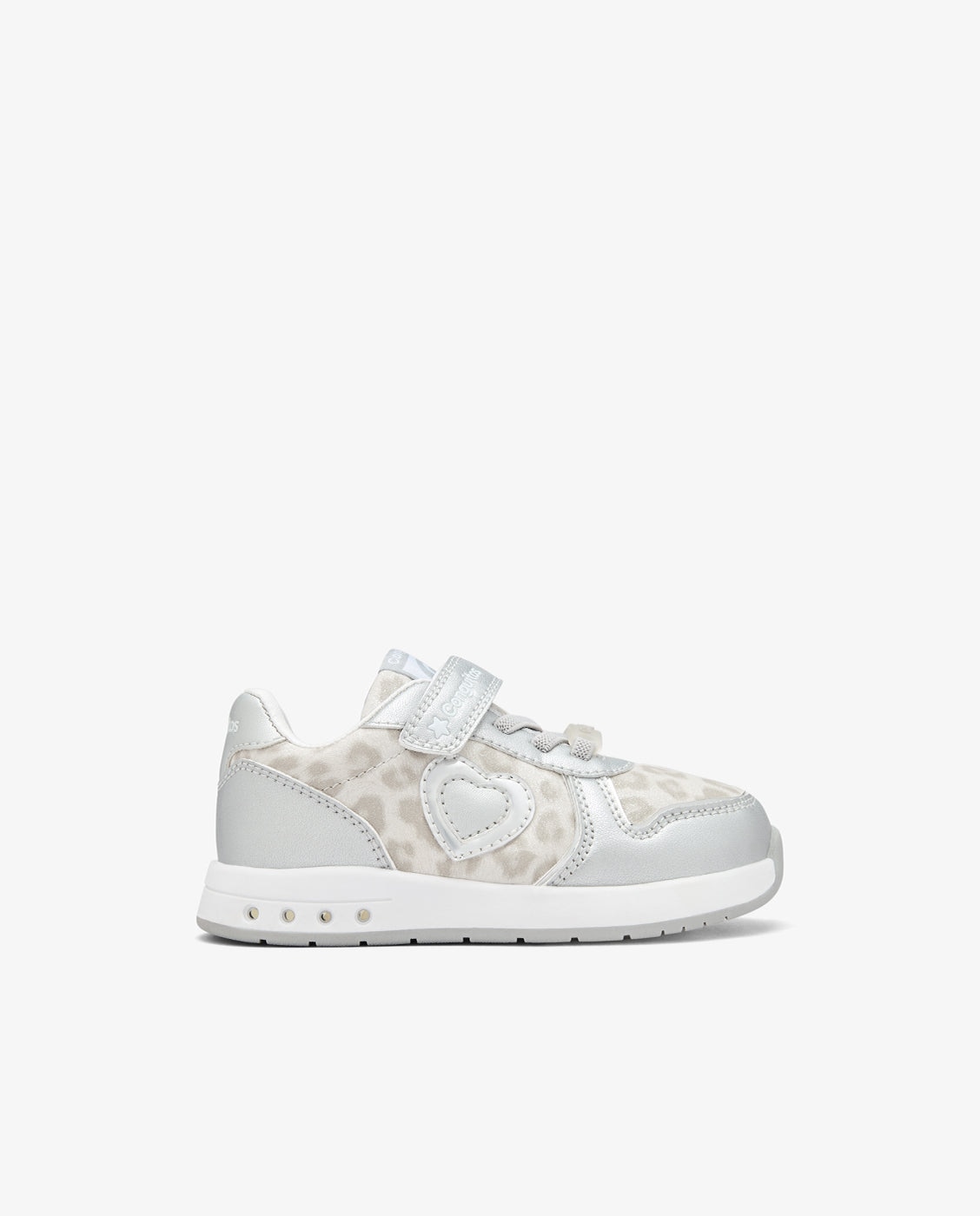 Imagen 1 de Zapatillas de luces de niña barefoot con cierre adherente y estampado animal - Conguitos - Plata Plata