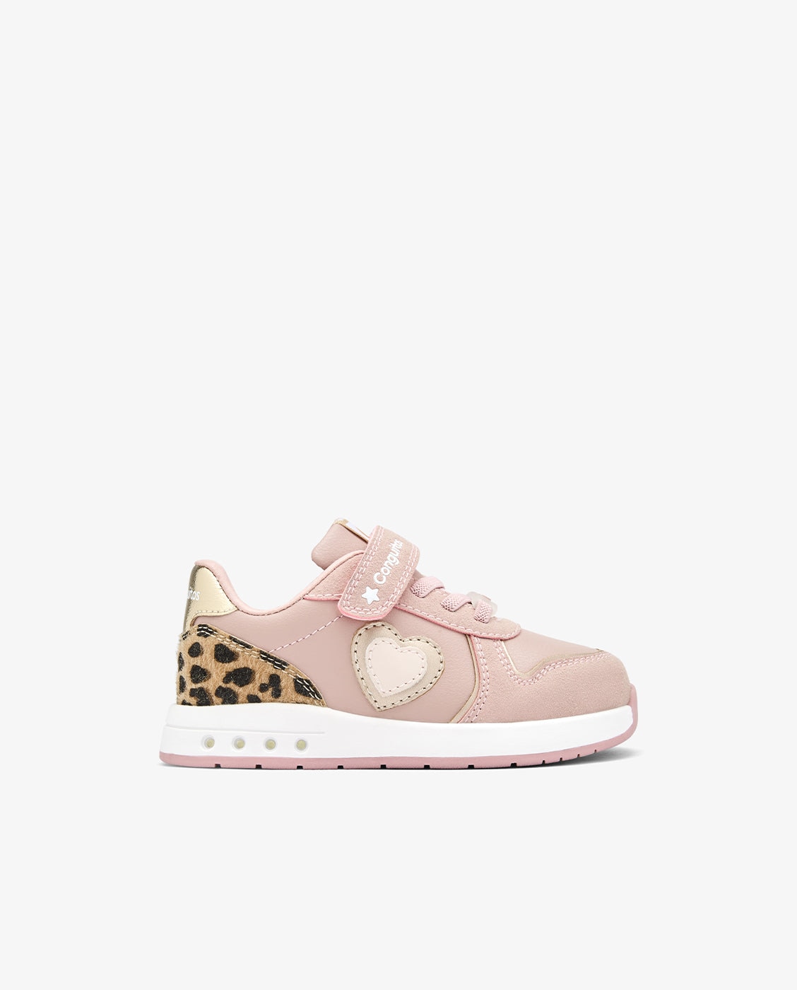 Imagen 1 de Zapatillas de luces de niña barefoot con detalle de corazón - Conguitos - Rosa Rosa