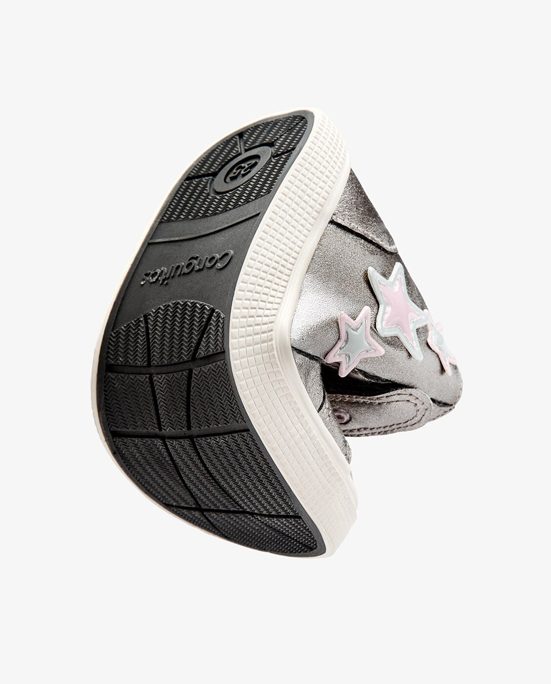Zapatillas altas de niña barefoot con cierre adherente y detalles de estrella - Conguitos - Gris Gris-3
