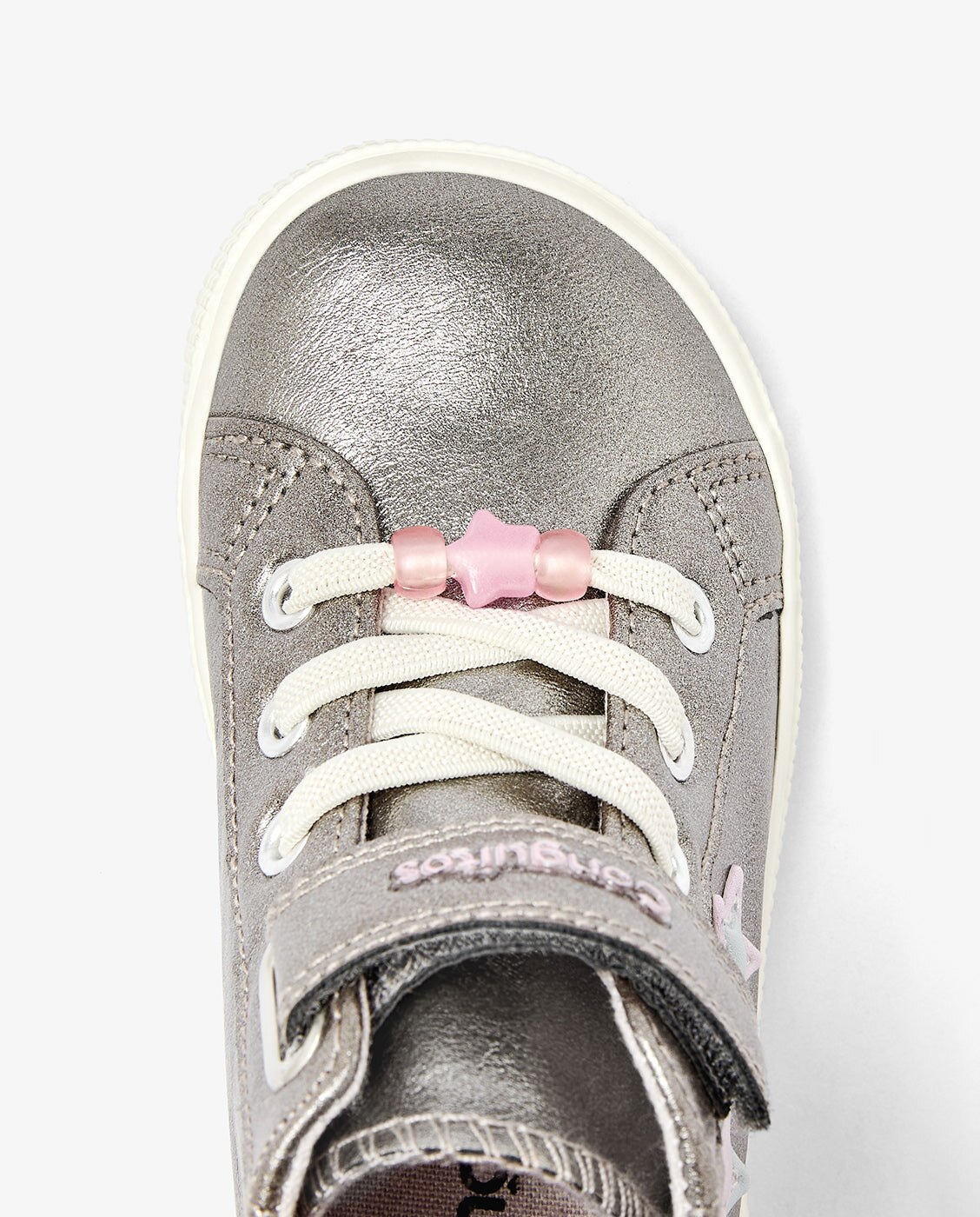 Zapatillas altas de niña barefoot con cierre adherente y detalles de estrella - Conguitos - Gris Gris-4