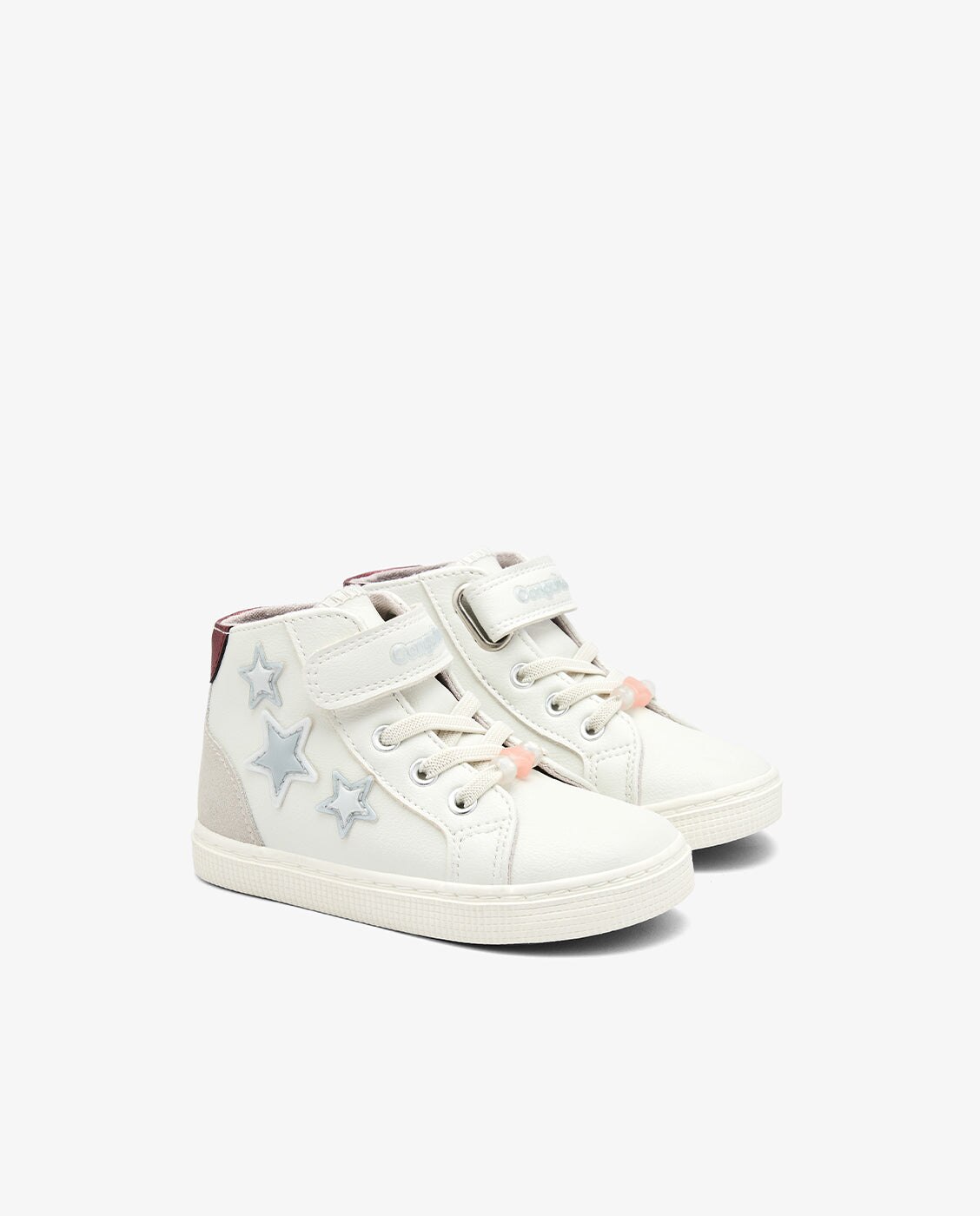 Zapatillas altas de niña barefoot con cierre adherente y detalles de estrella - Conguitos - Blanco Blanco-2
