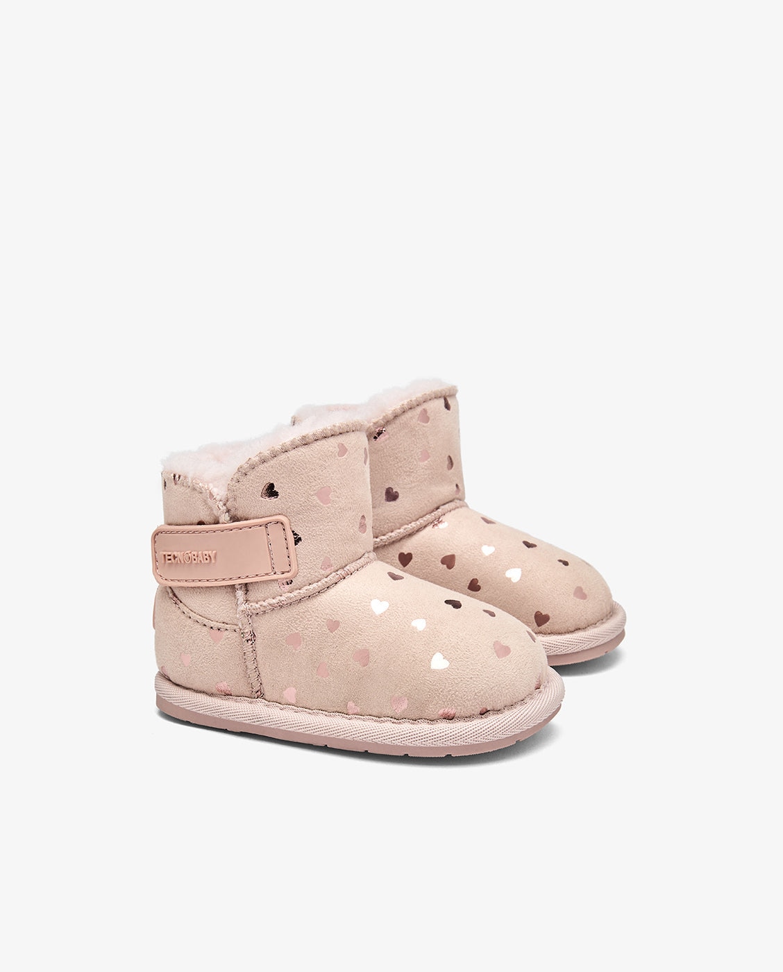 Botas de bebés estilo australiana barefoot con corazones y cierre adherente tecnobaby - Conguitos - Rosa Rosa-2