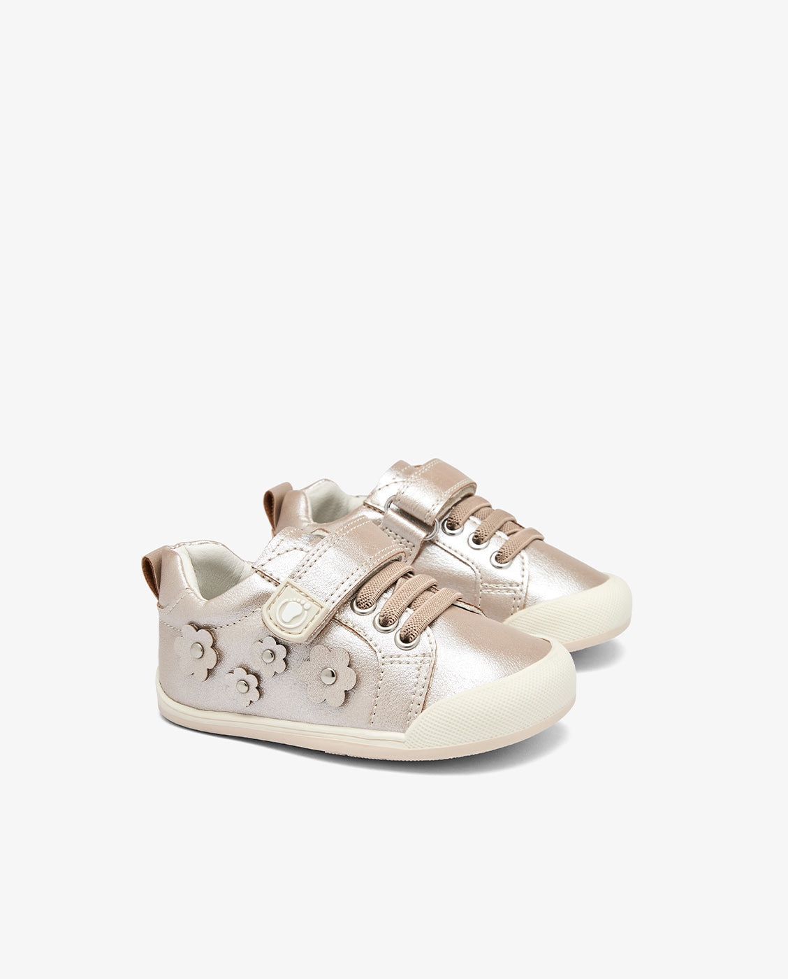 Zapatillas deportivas de bebés metalizadas con flores tecnobaby - Conguitos - Oro Oro-2