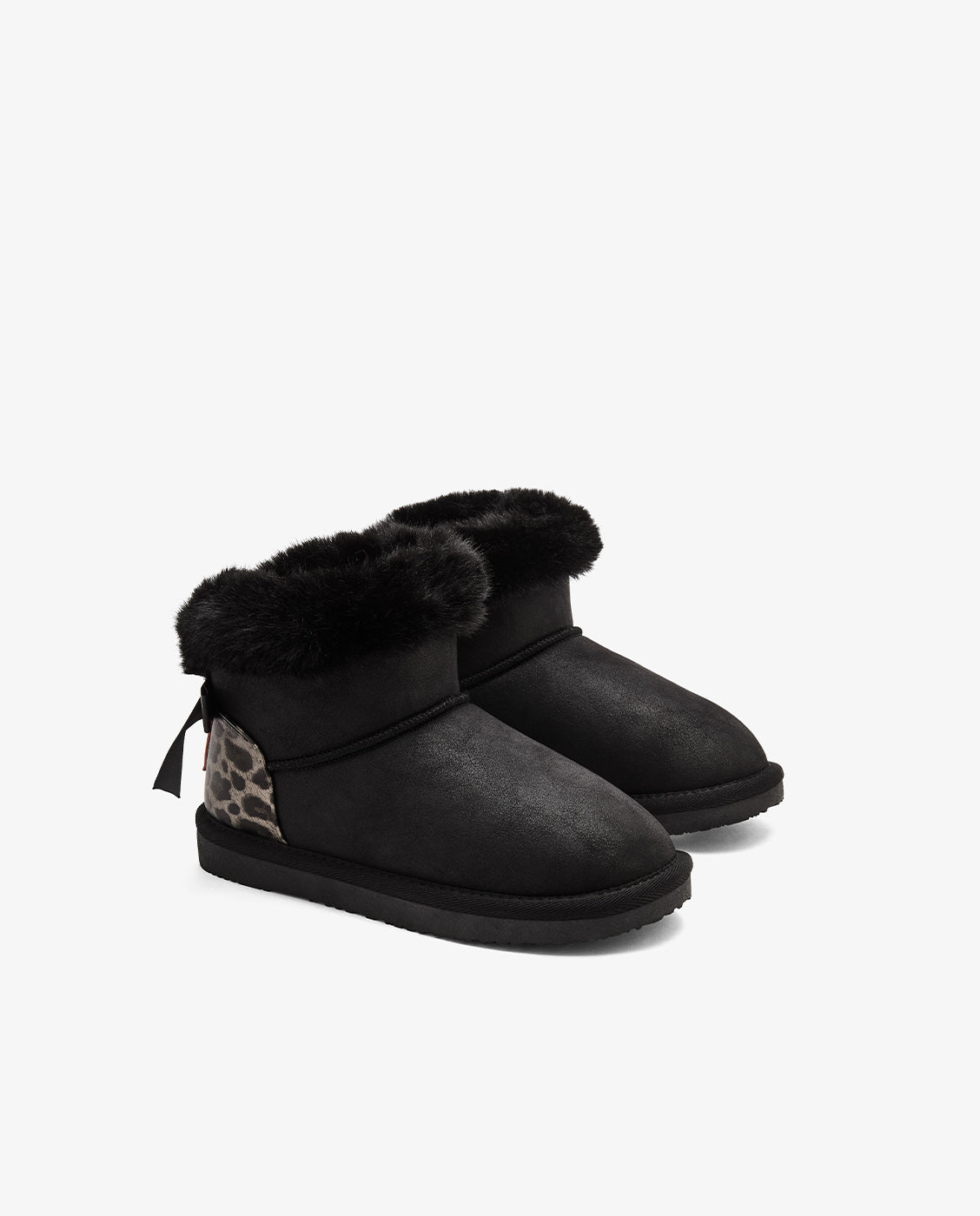 Imagen 2 de Botas de niña estilo australiana de corte bajo con lazo y forro de pelo b&w - Conguitos - Negro Negro