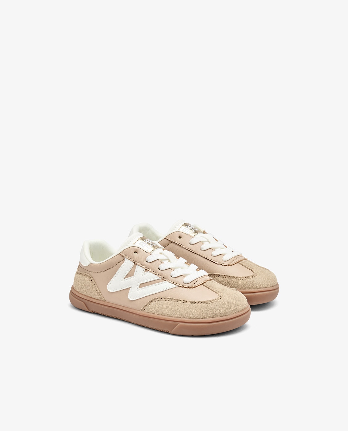 Zapatillas deportivas de niña con cordones con puntera reforzada b&w - Conguitos - Beige Beige-2