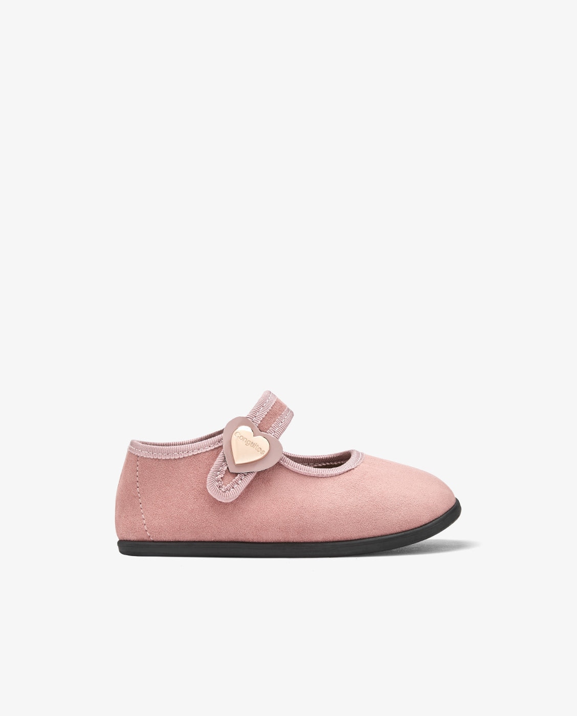 Imagen 1 de Merceditas Barefoot de niña con adorno corazón - Conguitos - Rosa Rosa