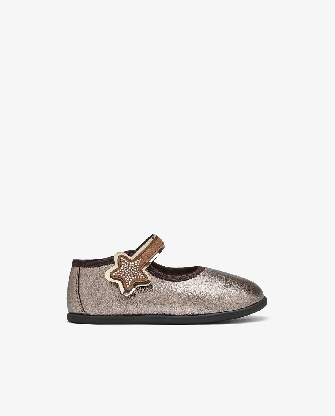 Imagen 1 de Merceditas Barefoot de niña con adorno estrella brillante cobre - Conguitos - Marrón Marrón