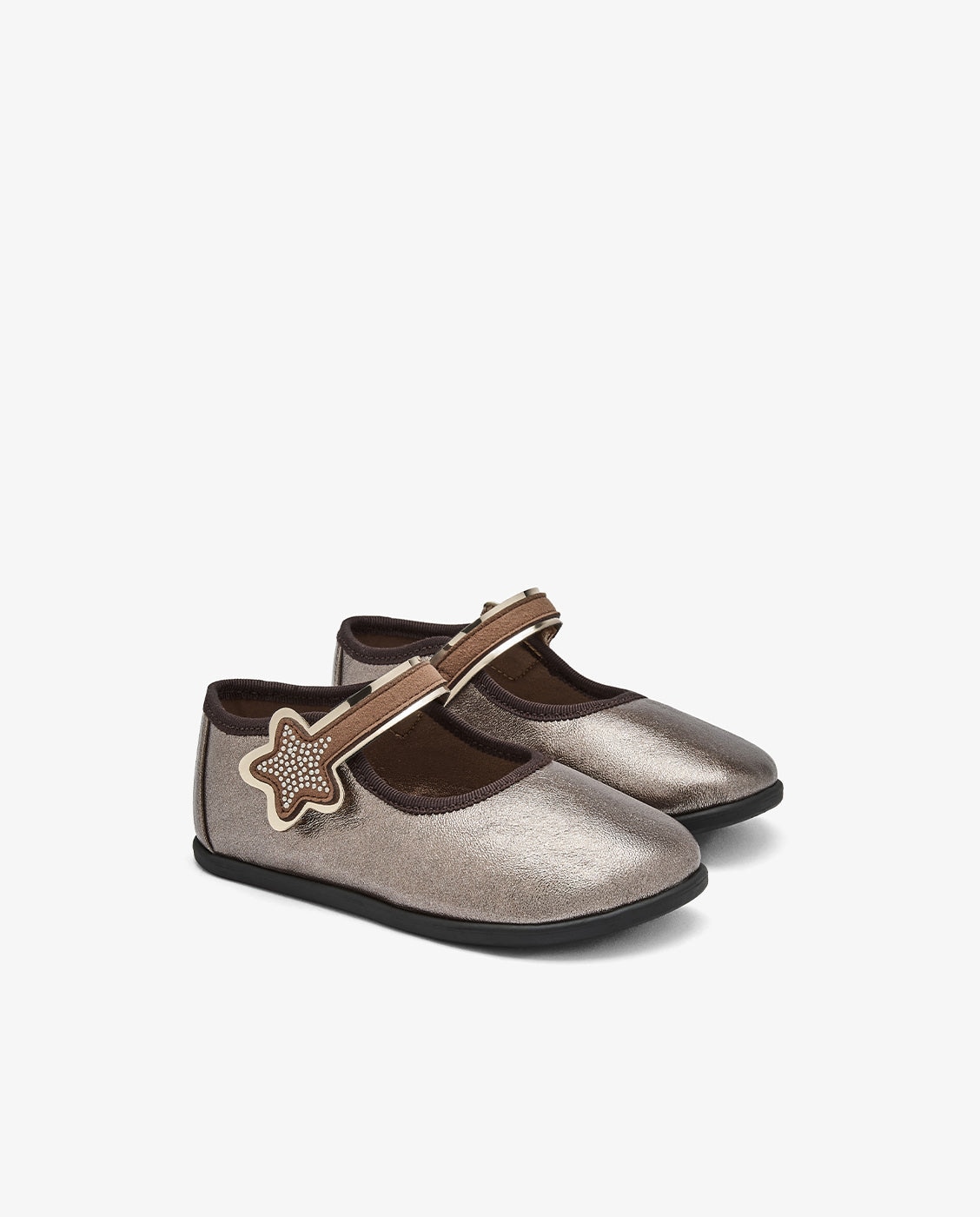 Imagen 2 de Merceditas Barefoot de niña con adorno estrella brillante cobre - Conguitos - Marrón Marrón