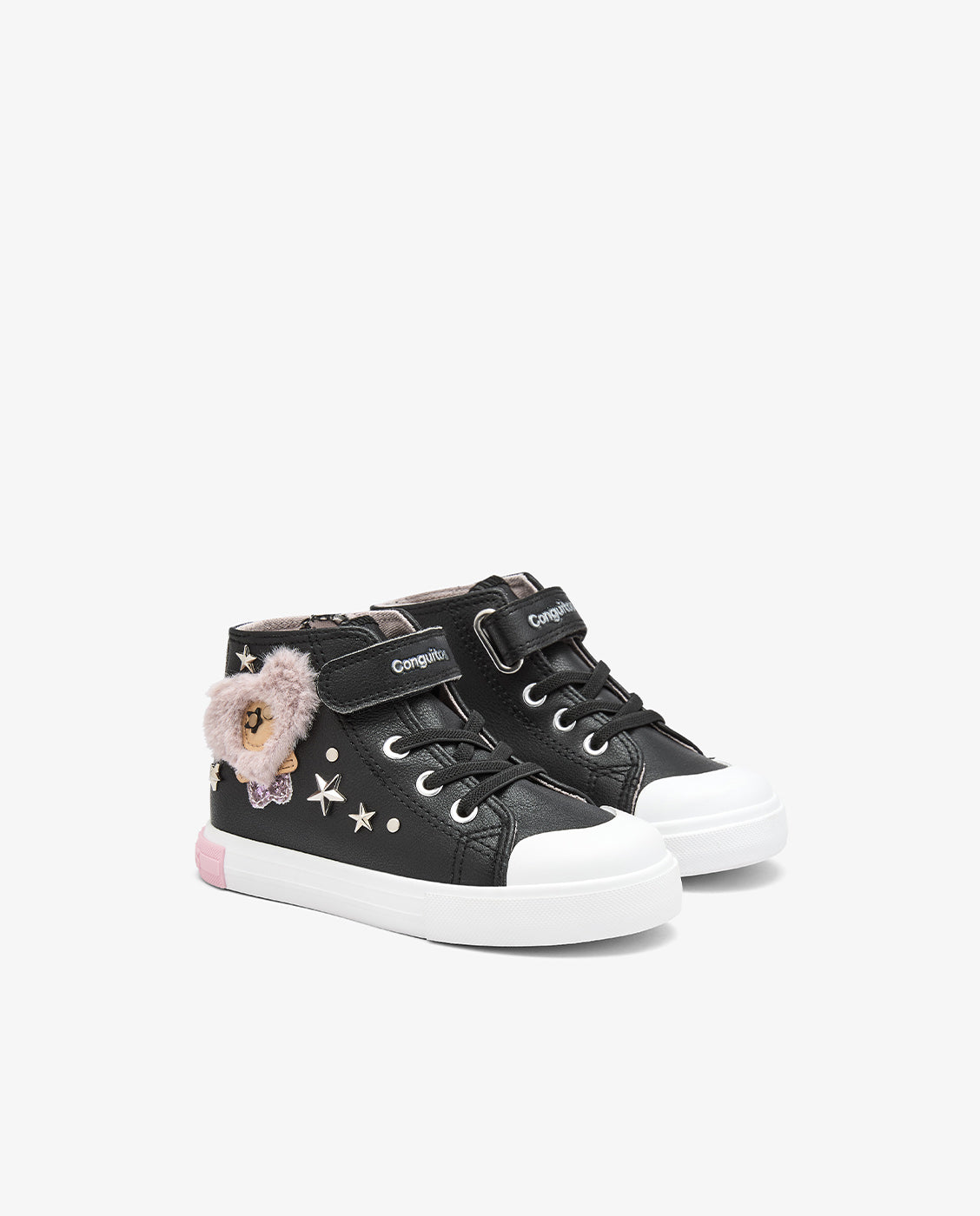 Zapatillas altas de niña con adorno - Conguitos - Negro Negro-2