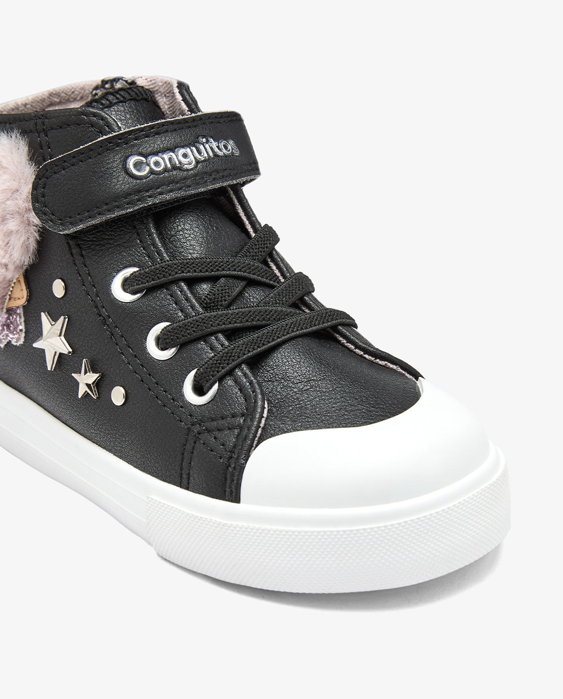 Zapatillas altas de niña con adorno - Conguitos - Negro Negro-3