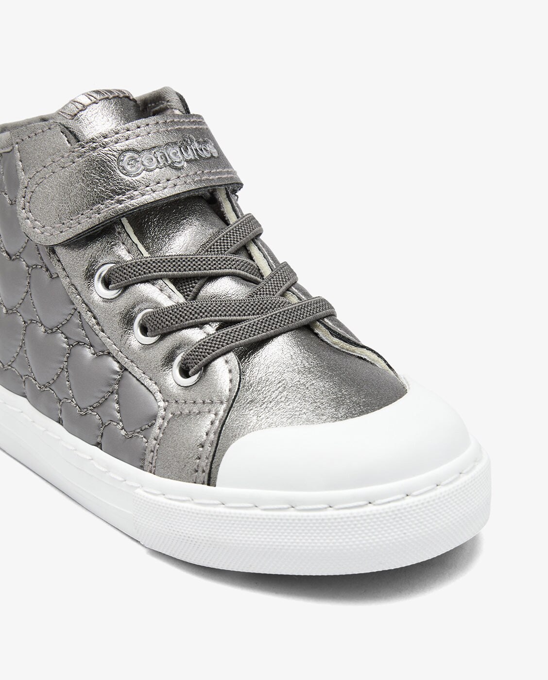 Zapatillas altas de niña con detalles de corazón y cierre adherente - Conguitos - Gris Gris-3