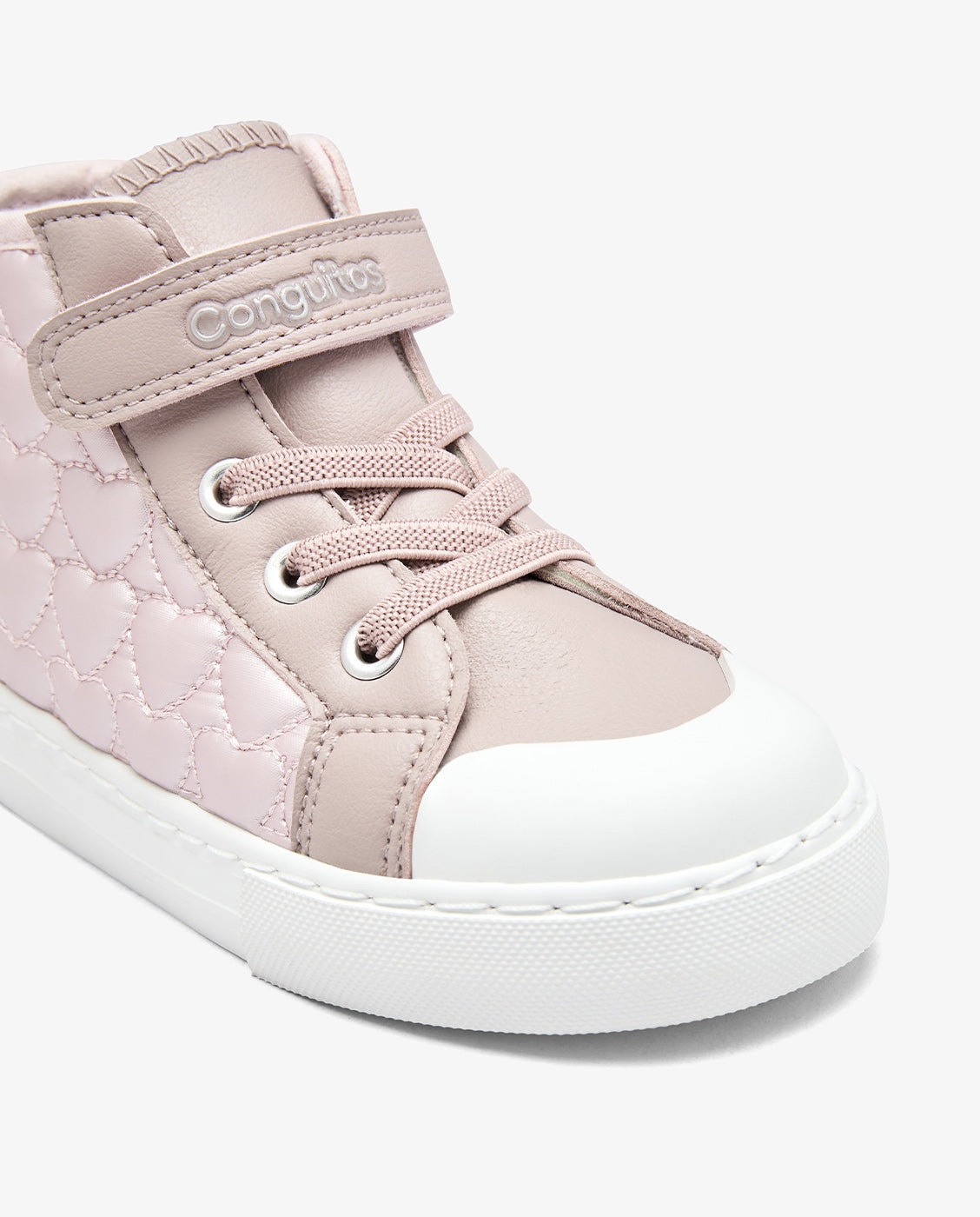 Zapatillas altas de niña con detalles de corazón y cierre adherente - Conguitos - Rosa Rosa-3