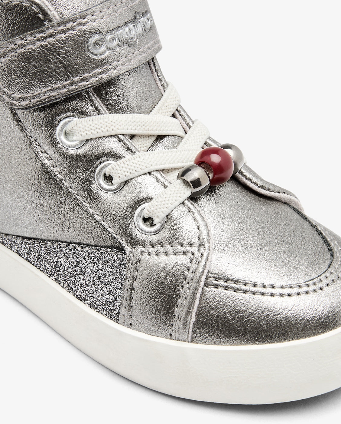 Zapatillas altas de niña metalizado plomo - Conguitos - Gris Gris-4