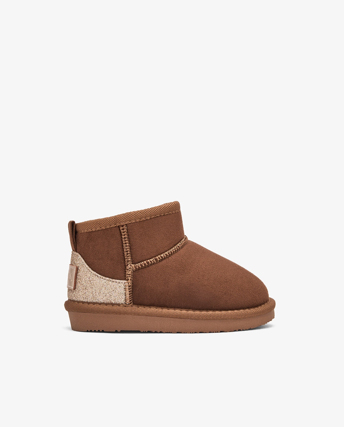 Imagen 0 de Botas de niña estilo australiana de corte bajo con brillos y forro de pelo Marrón