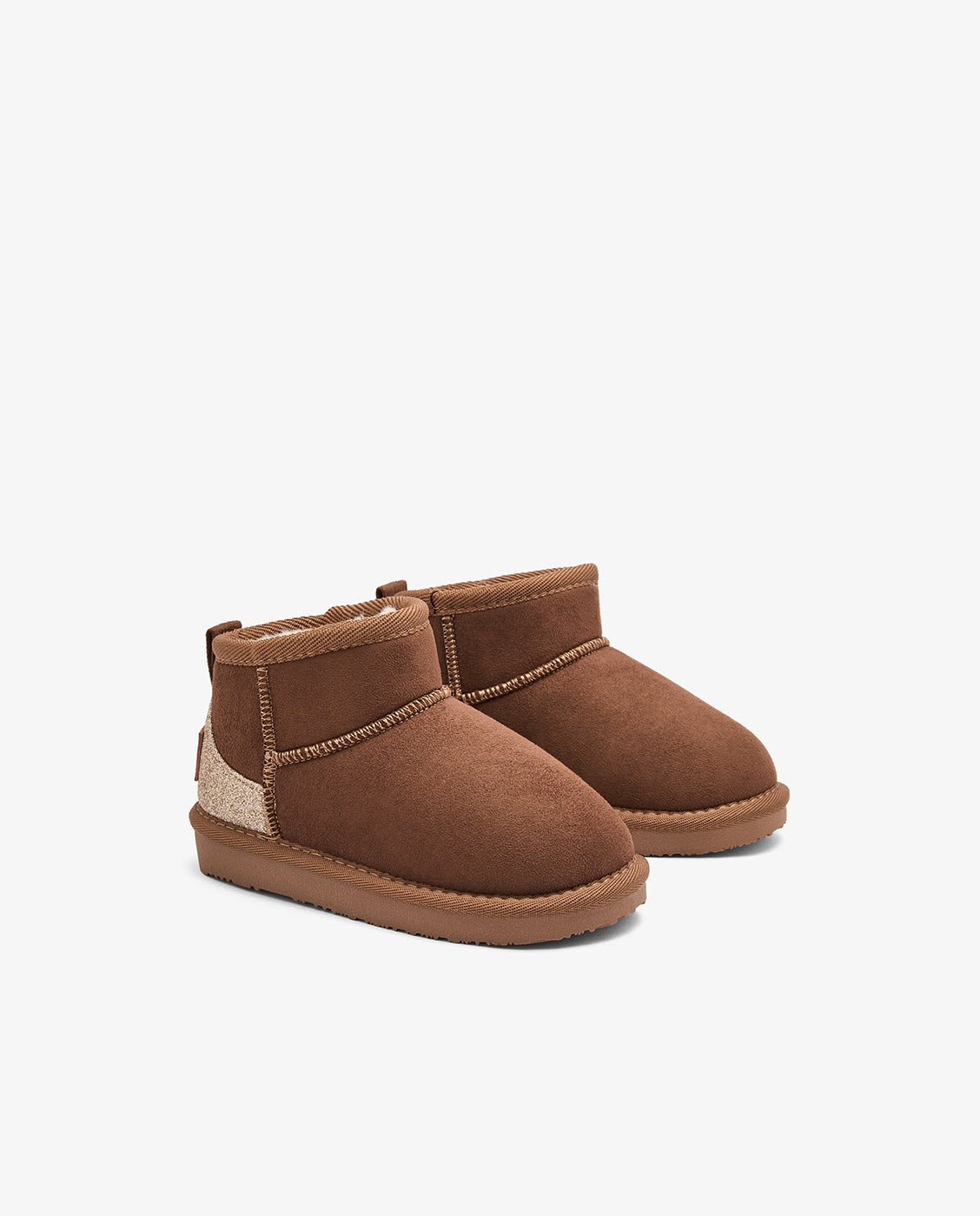 Imagen 2 de Botas de niña estilo australiana de corte bajo con brillos y forro de pelo - Conguitos - Marrón Marrón