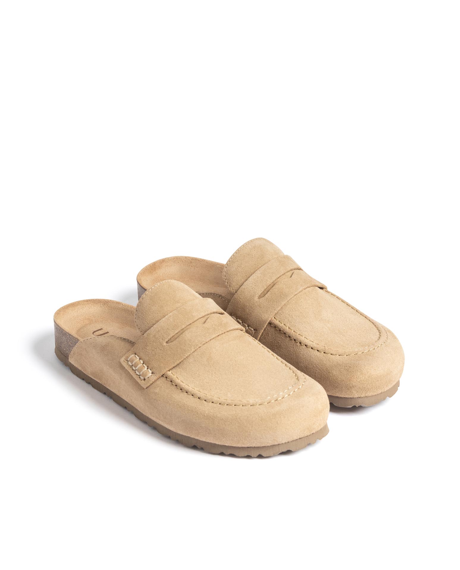 Zuecos planos de mujer de piel - Yokono - Beige Beige-2