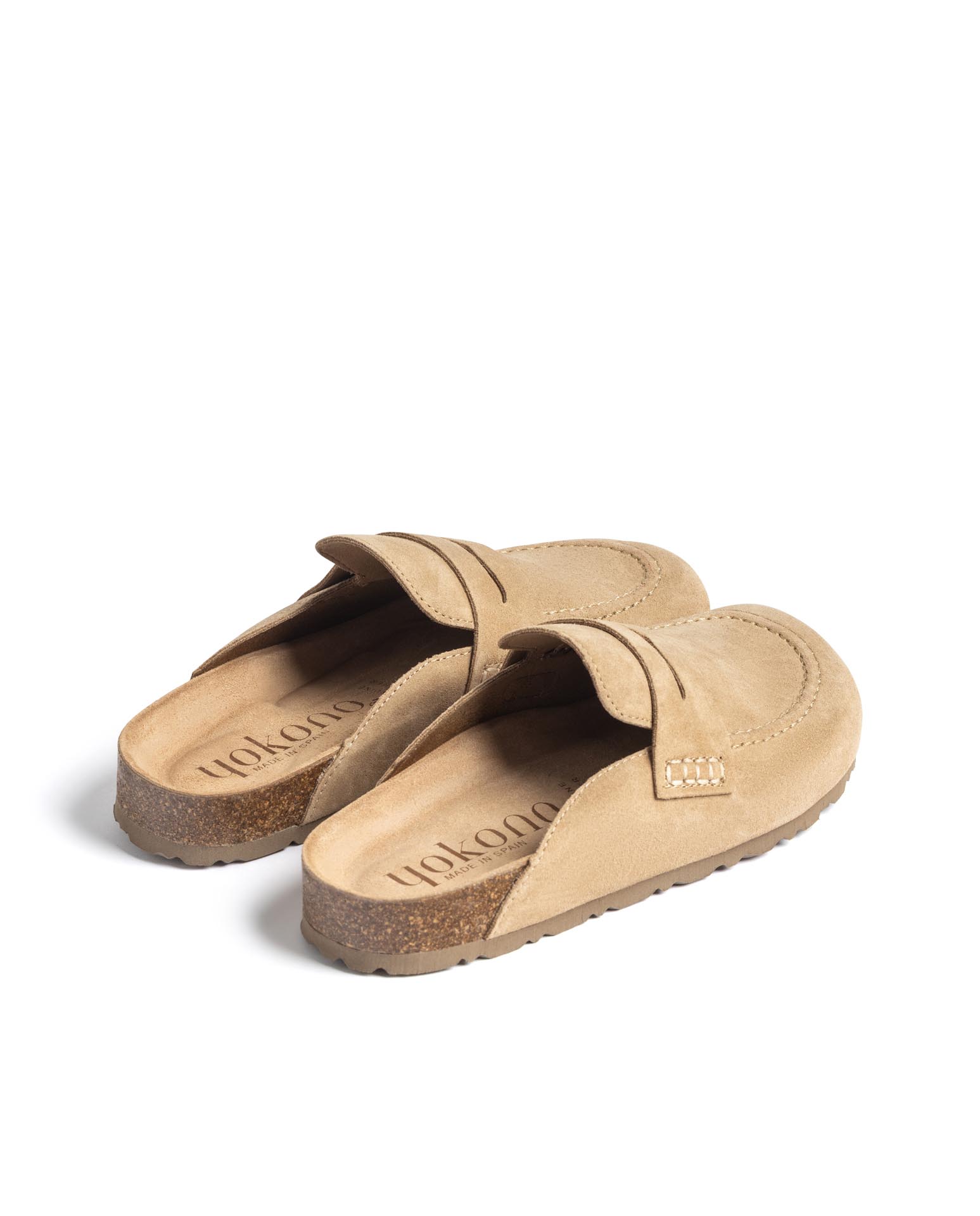 Zuecos planos de mujer de piel - Yokono - Beige Beige-4