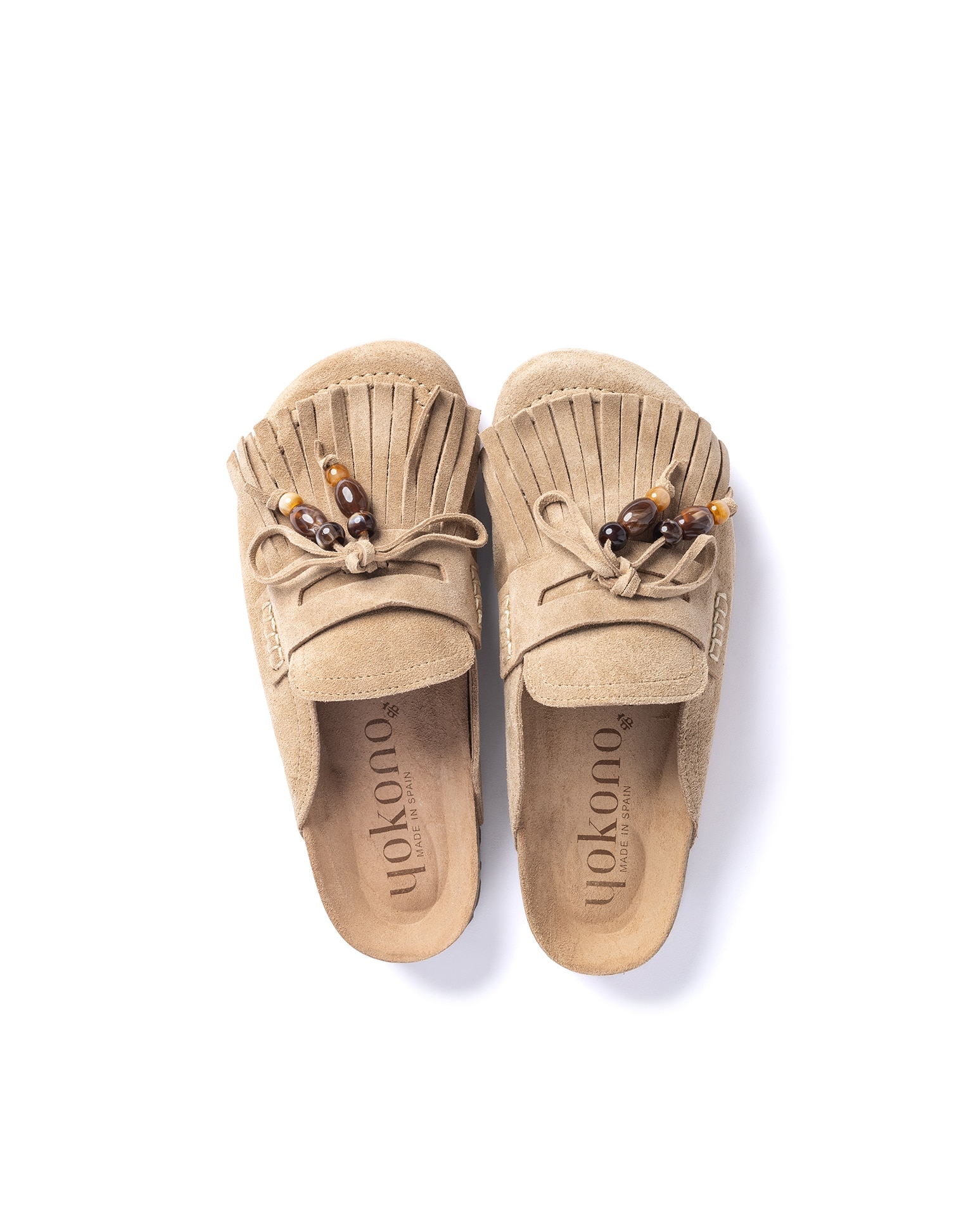 Zuecos planos de mujer de piel - Yokono - Beige Beige-2