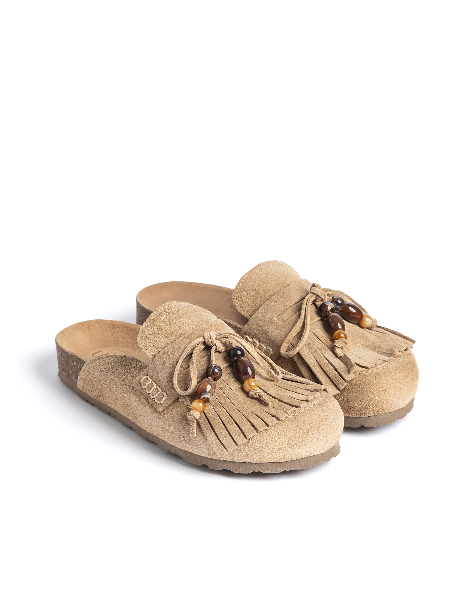 Zuecos planos de mujer de piel - Yokono - Beige Beige-3
