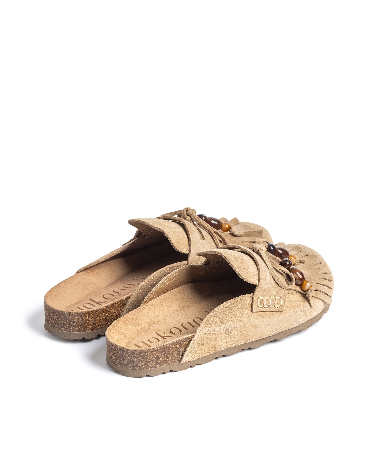 Zuecos planos de mujer de piel - Yokono - Beige Beige-4