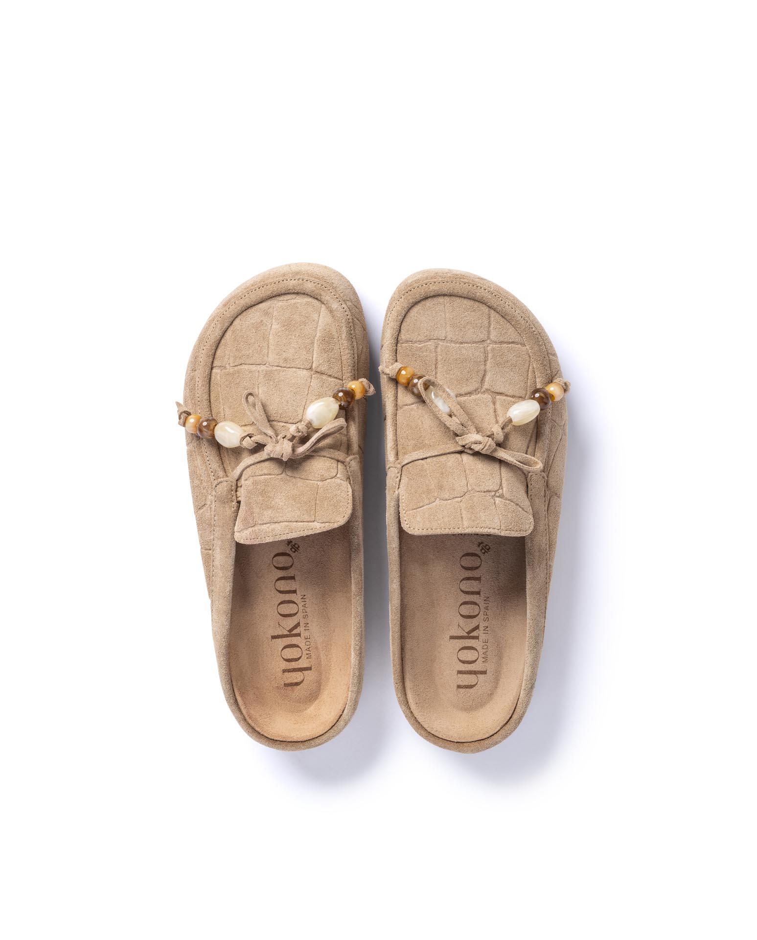 Zuecos planos de mujer de piel - Yokono - Beige Beige-3