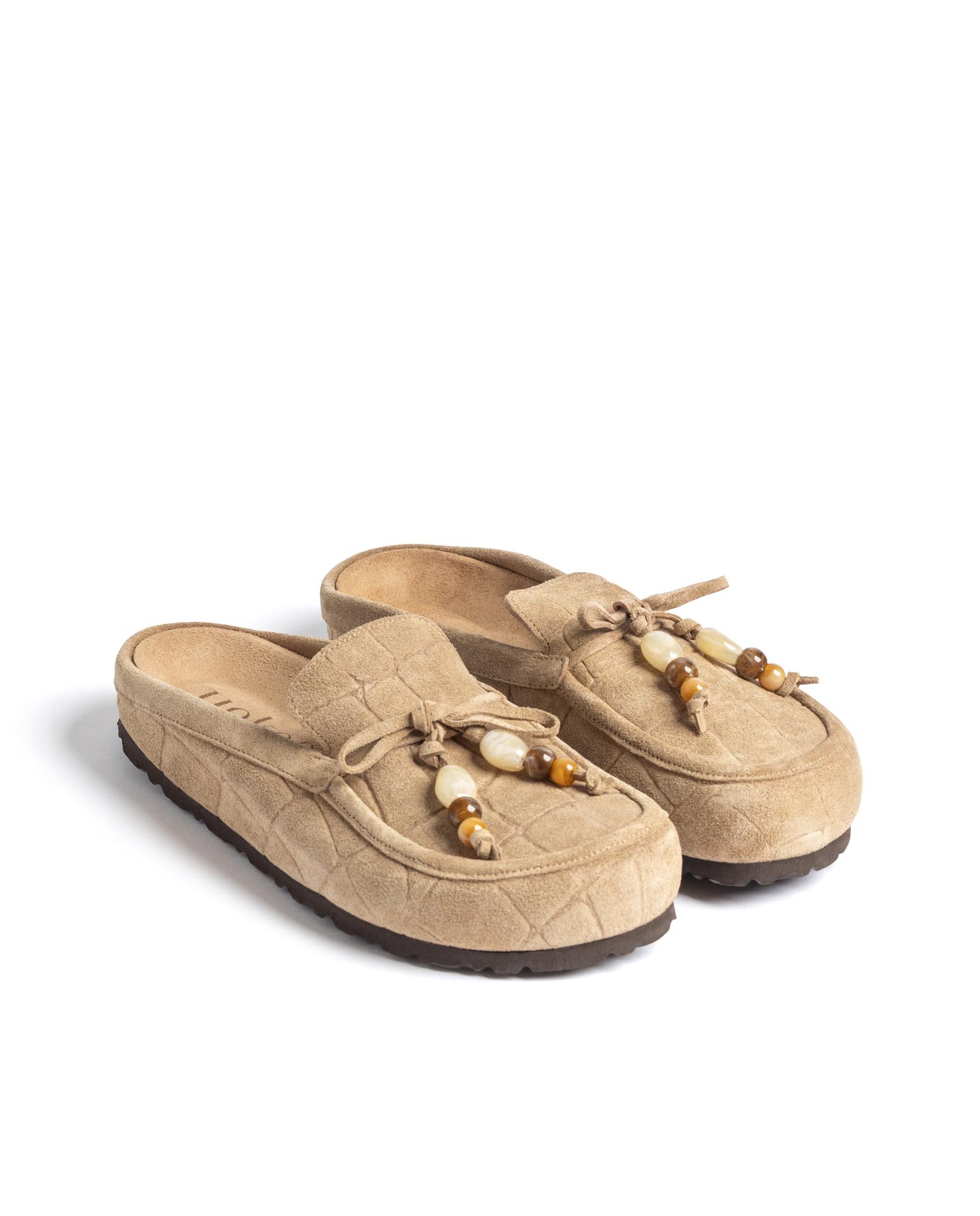 Zuecos planos de mujer de piel - Yokono - Beige Beige-2