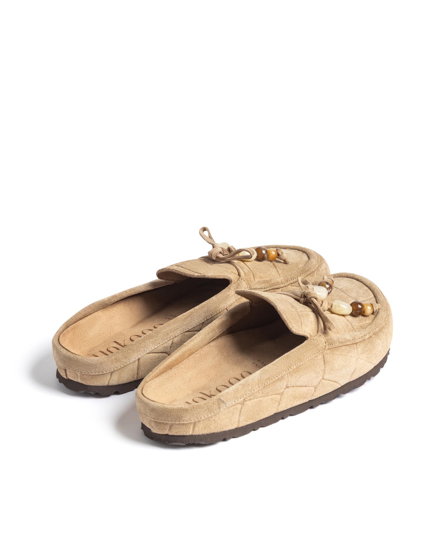 Zuecos planos de mujer de piel - Yokono - Beige Beige-4
