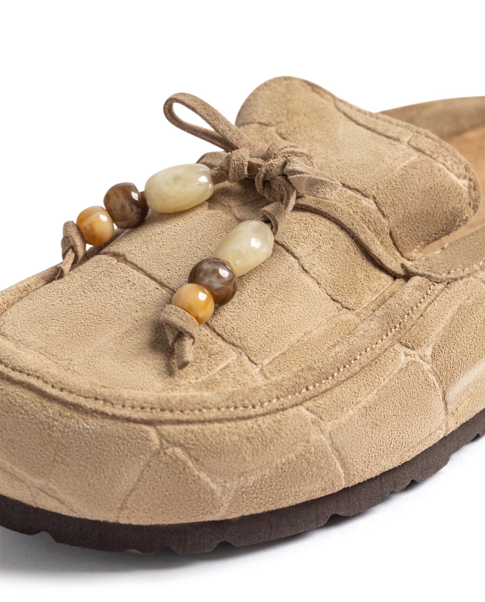 Zuecos planos de mujer de piel - Yokono - Beige Beige-5