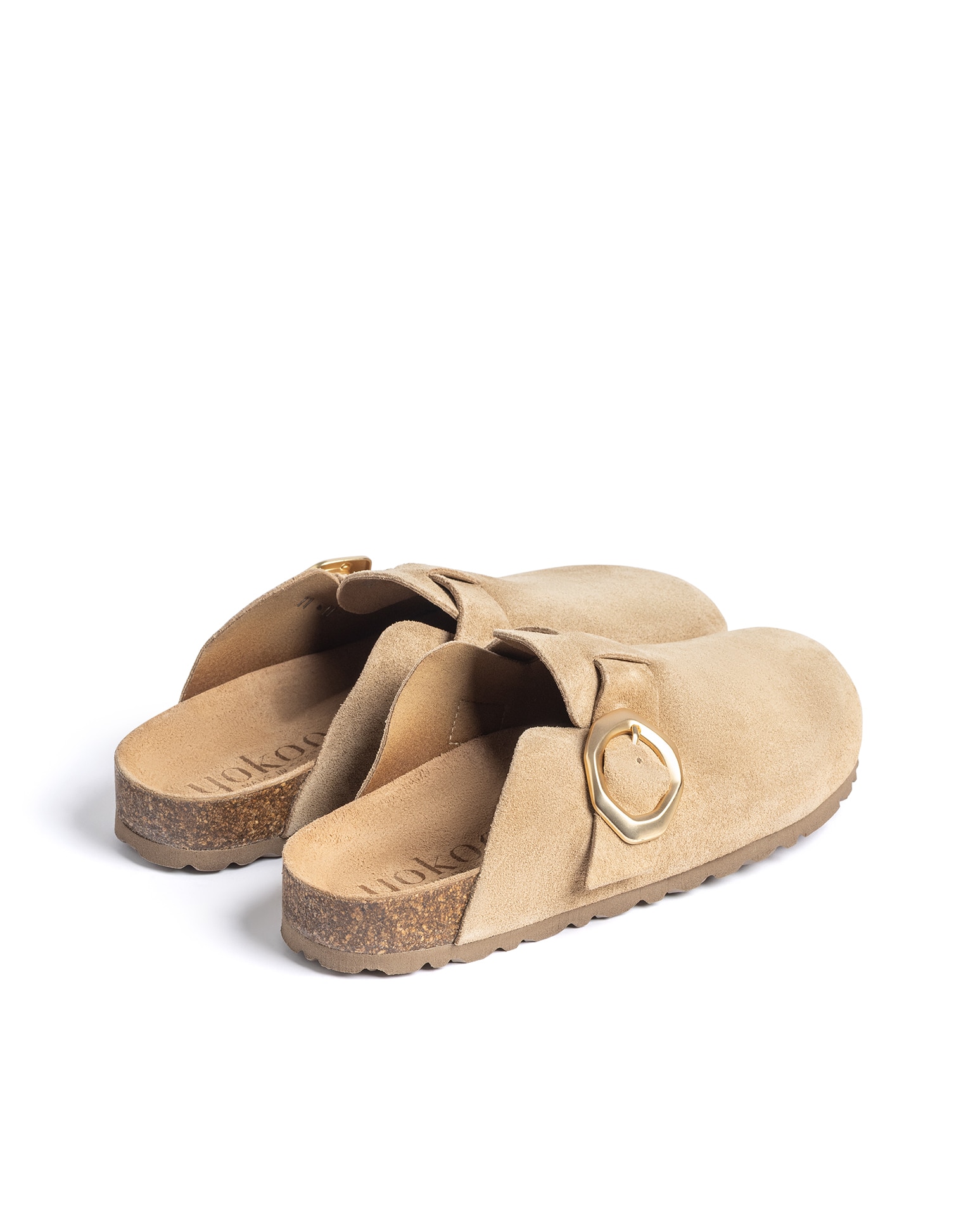 Zuecos planos de mujer de piel - Yokono - Beige Beige-4