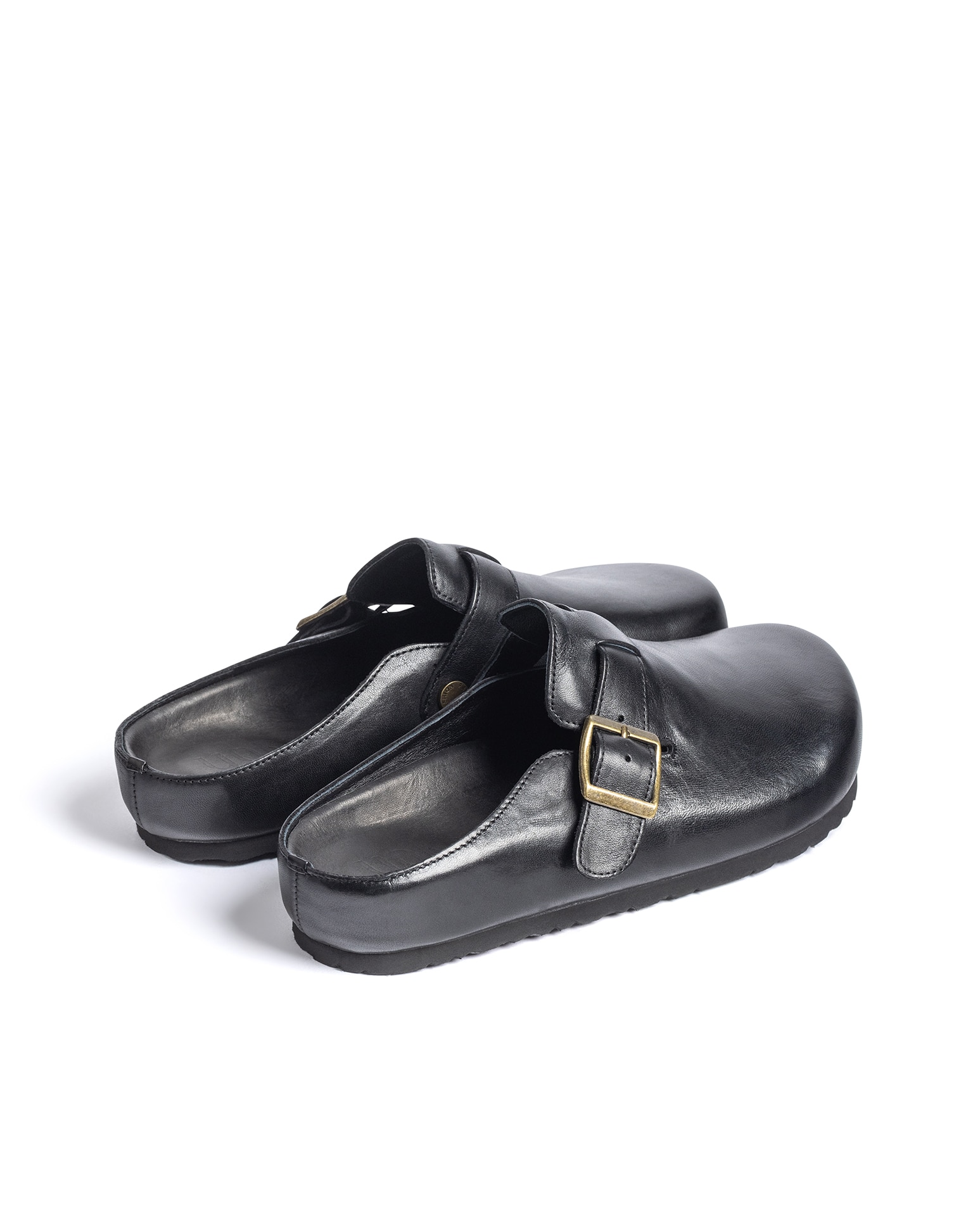 Zuecos planos de mujer de piel - Yokono - Negro Negro-4