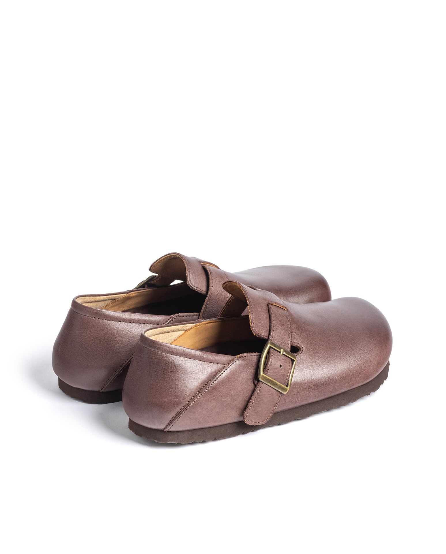 Zuecos planos de mujer de piel - Yokono - Marrón Marrón-4