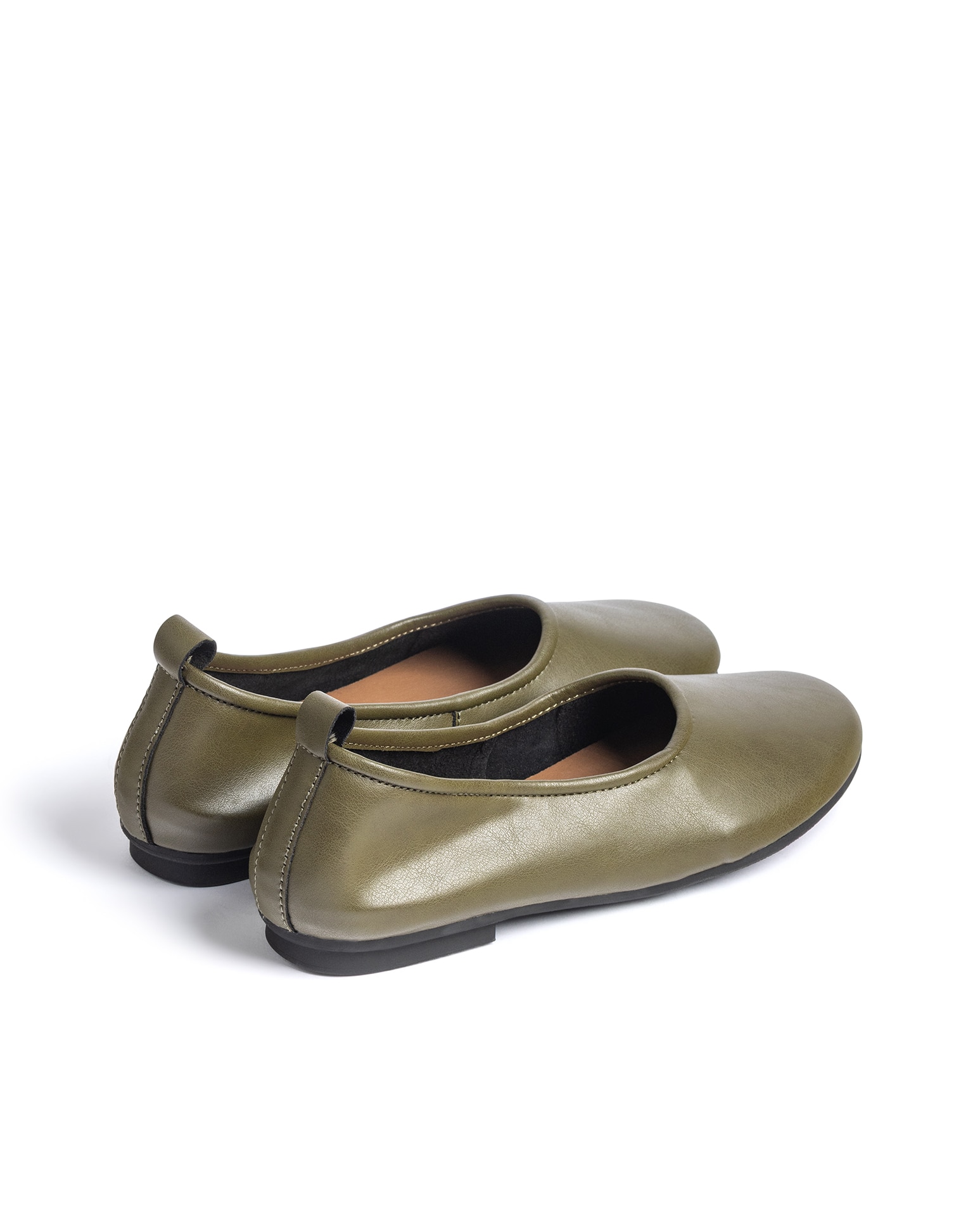 Bailarinas planas de mujer de piel - Yokono - Verde militar Verde militar-2
