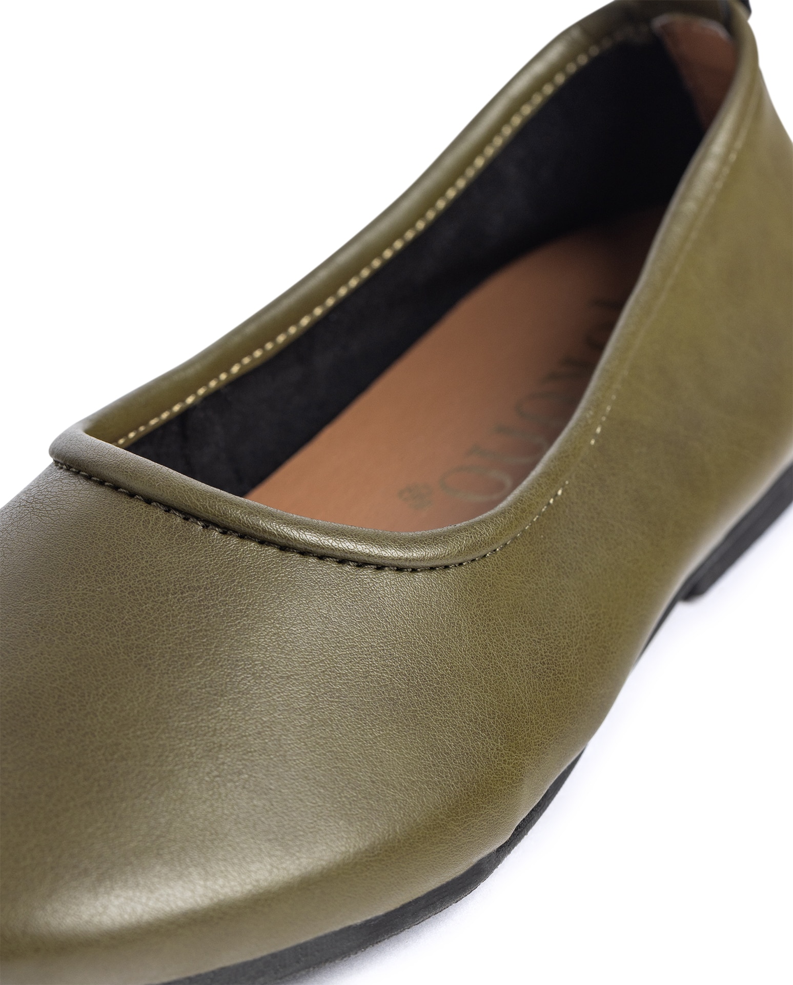 Bailarinas planas de mujer de piel - Yokono - Verde militar Verde militar-4