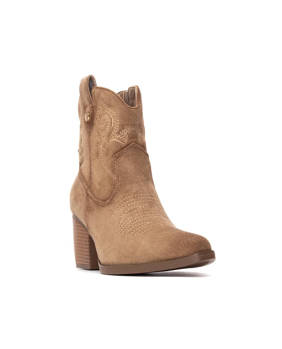 Botín de mujer cowboy de antelina - Refresh - Beige Beige-3
