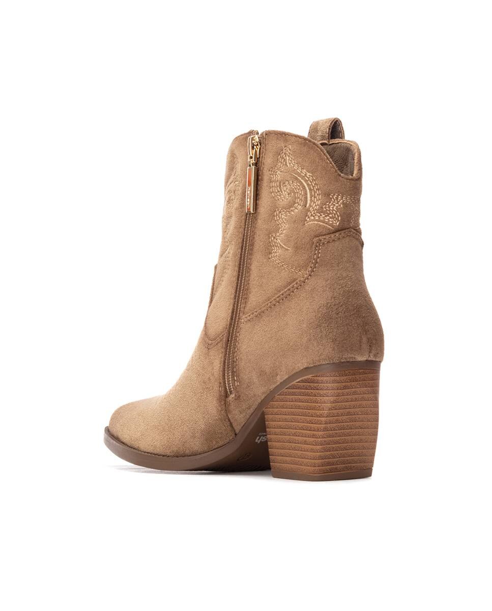 Botín de mujer cowboy de antelina - Refresh - Beige Beige-4