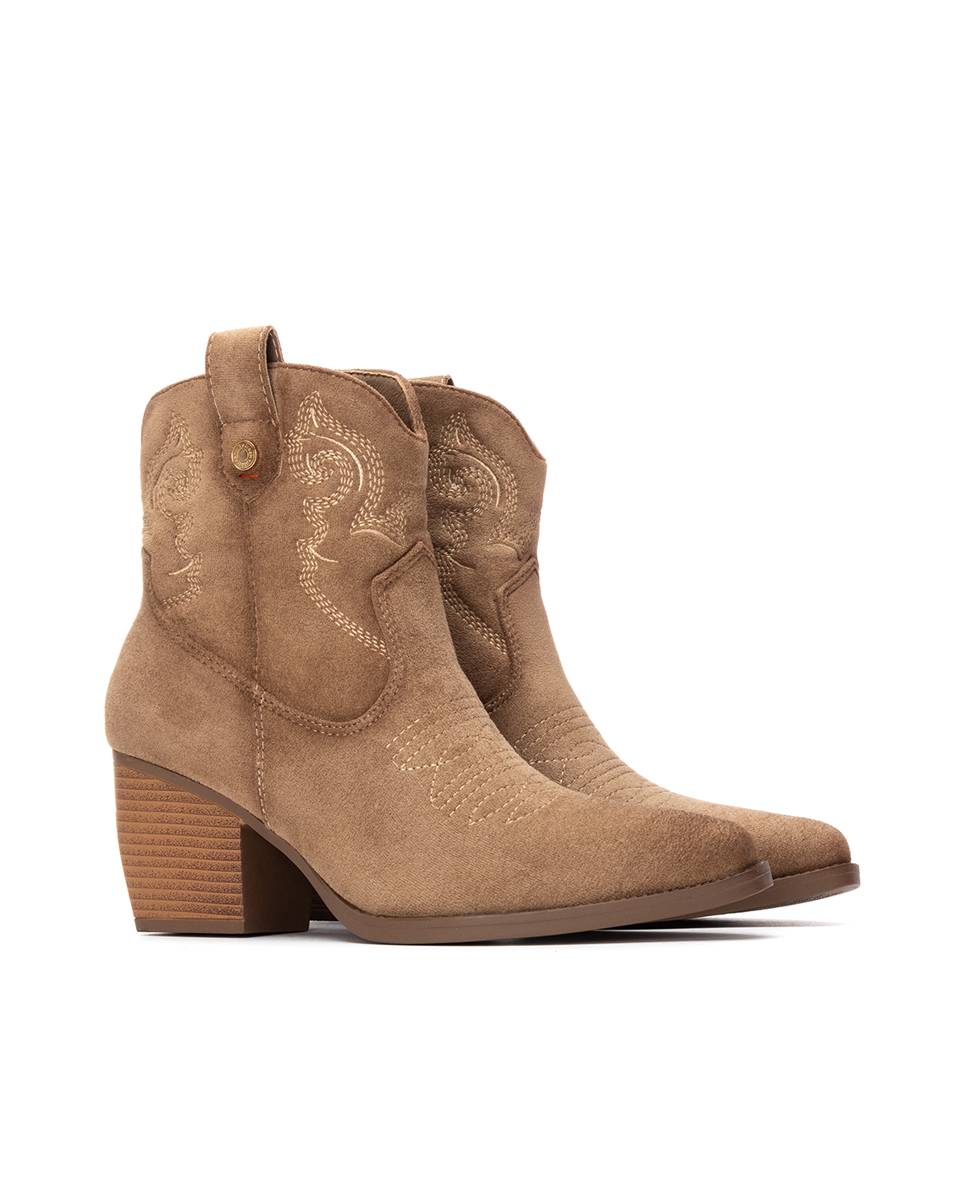 Botín de mujer cowboy de antelina - Refresh - Beige Beige-5