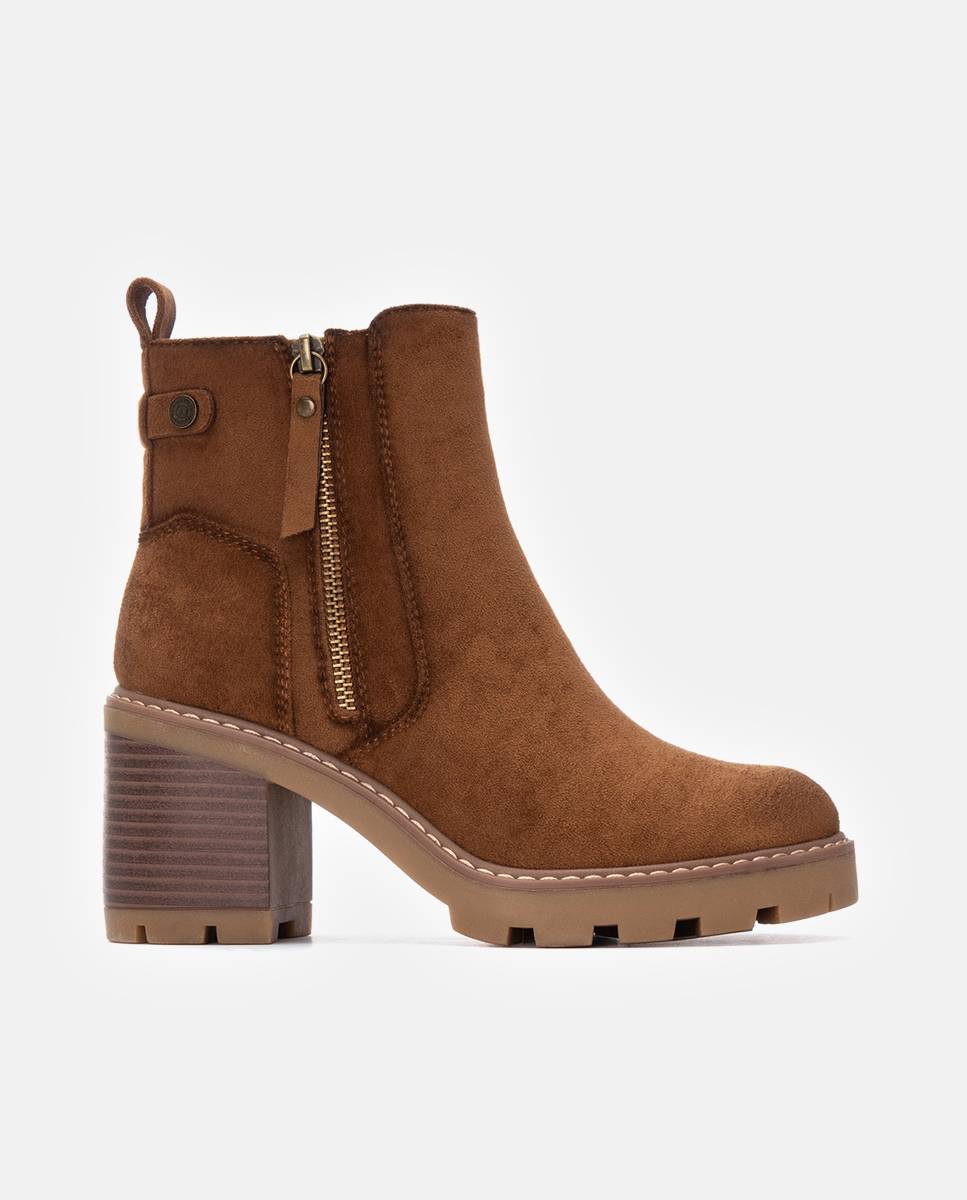 Botines de mujer con cremallera - Refresh - Camel Camel-1