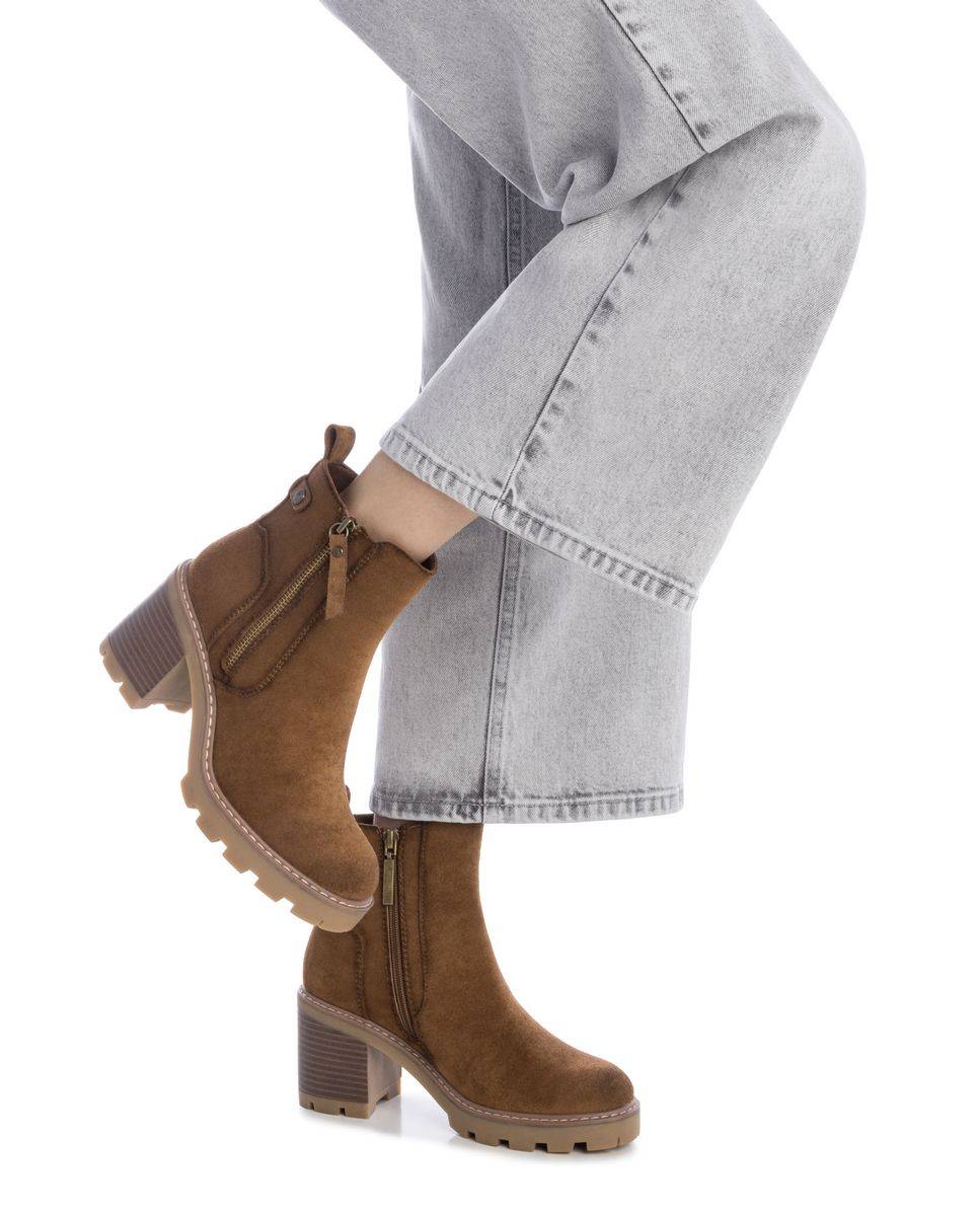 Botines de mujer con cremallera - Refresh - Camel Camel-2