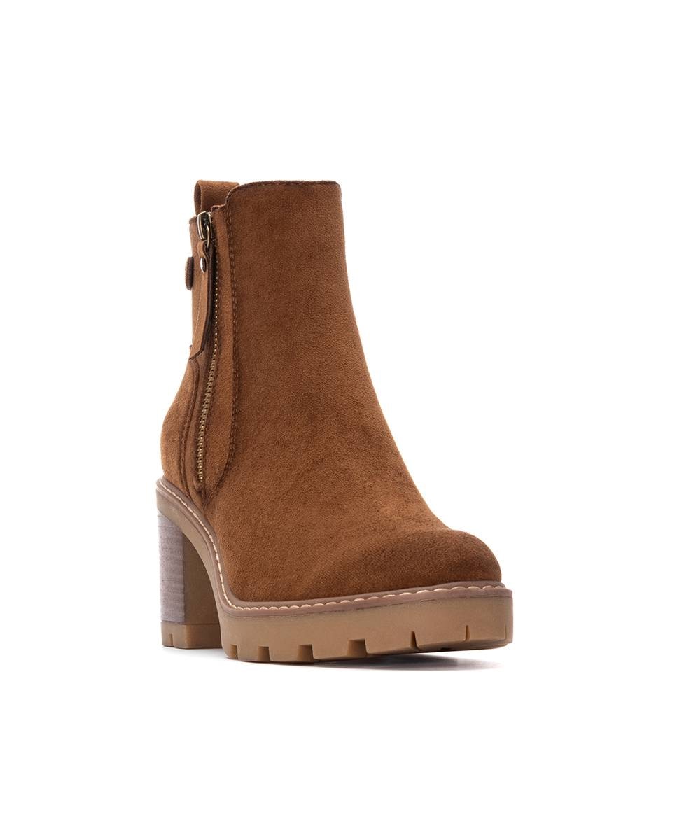 Botines de mujer con cremallera - Refresh - Camel Camel-3