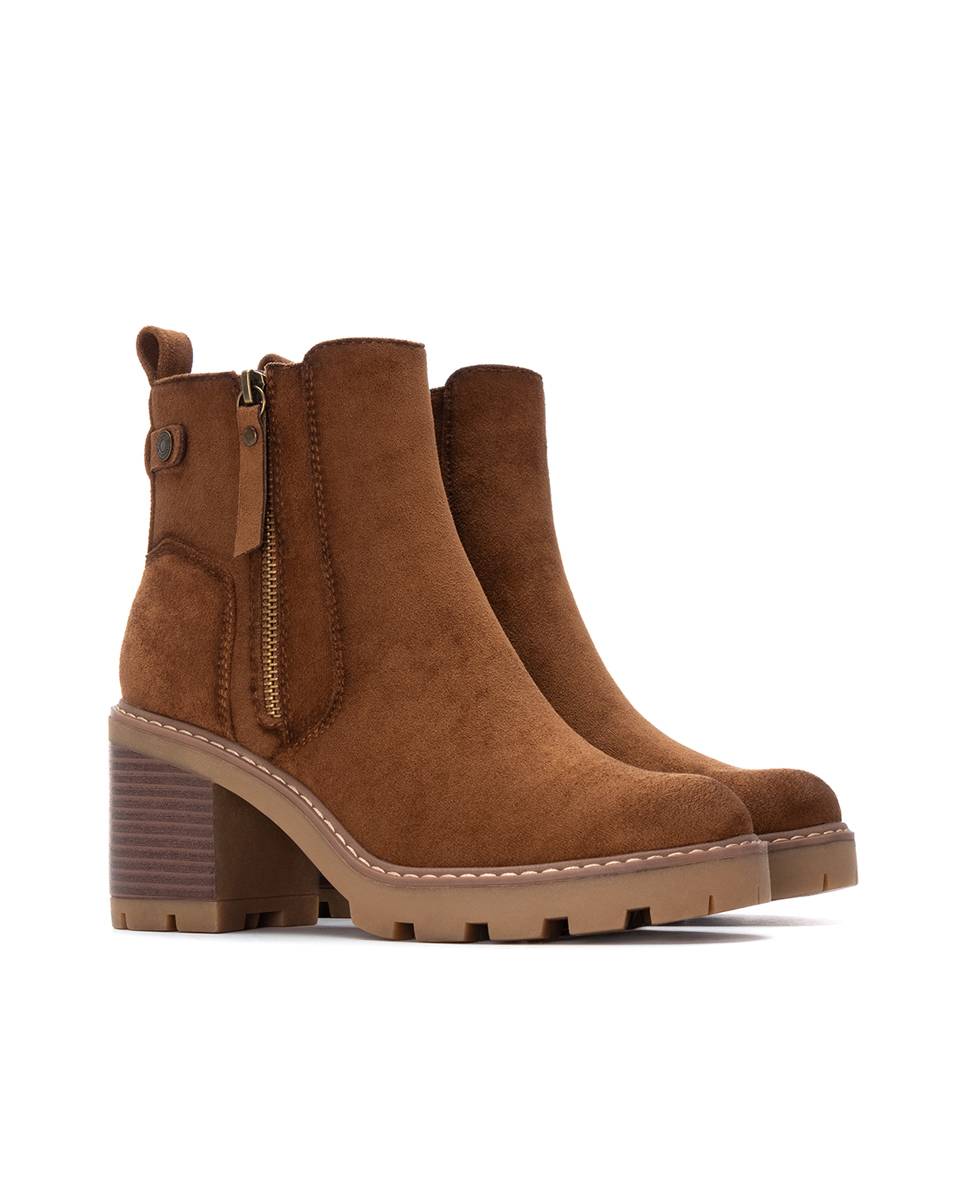 Botines de mujer con cremallera - Refresh - Camel Camel-5