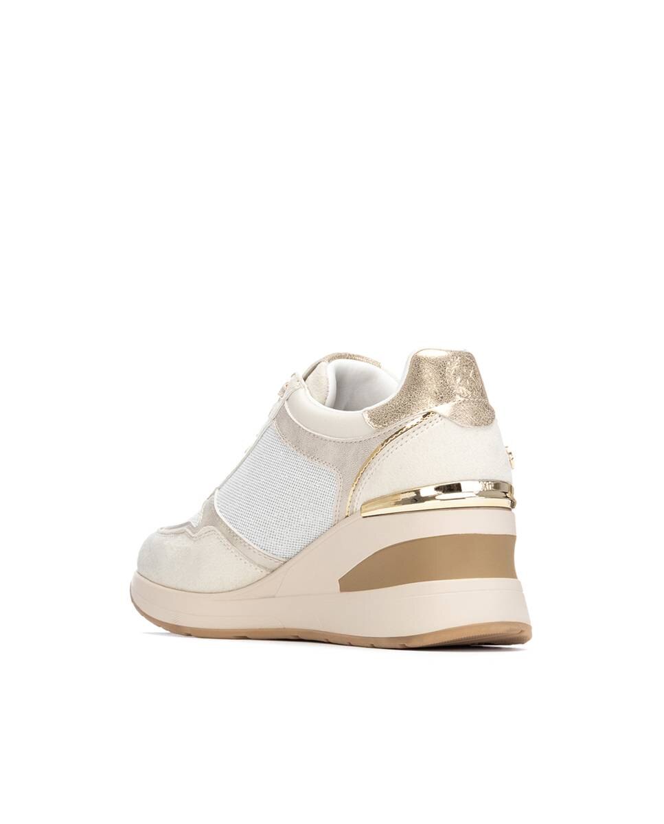 Zapatilla de mujer con cuña y cremallera - Xti - Beige Beige-4