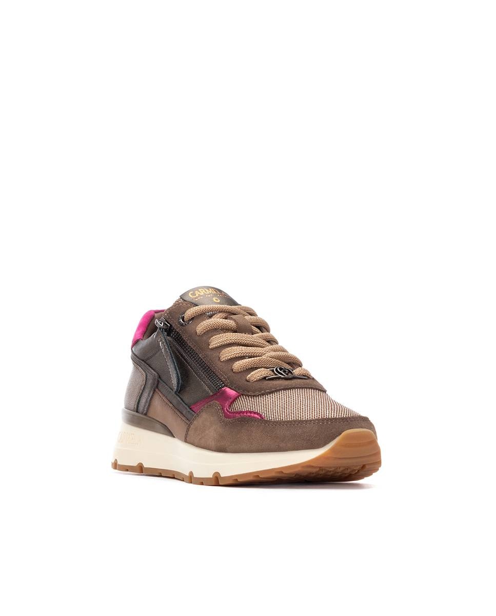 Zapatilla de mujer con cordones de piel - Carmela - Oro Oro-3