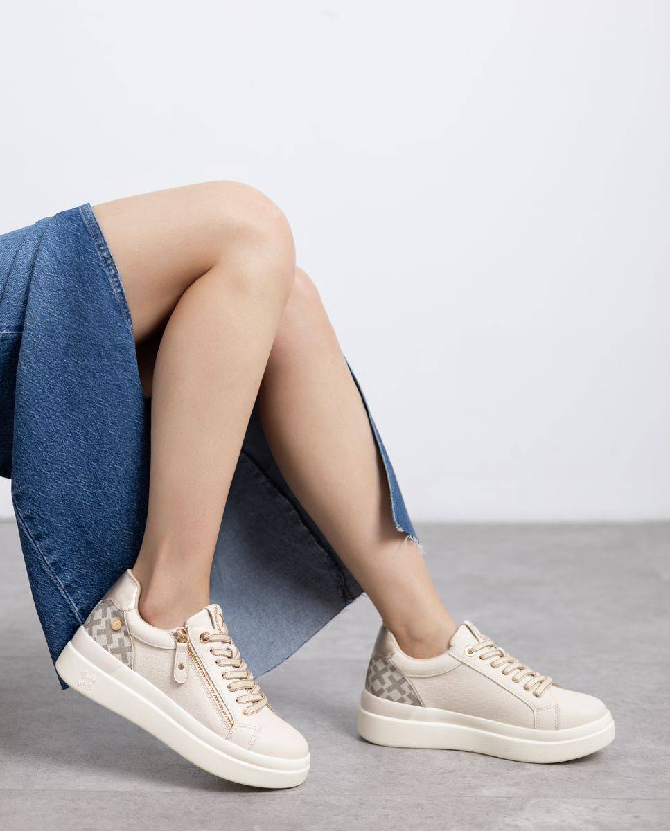 Zapatilla de mujer con cordones - Xti - Beige Beige-2