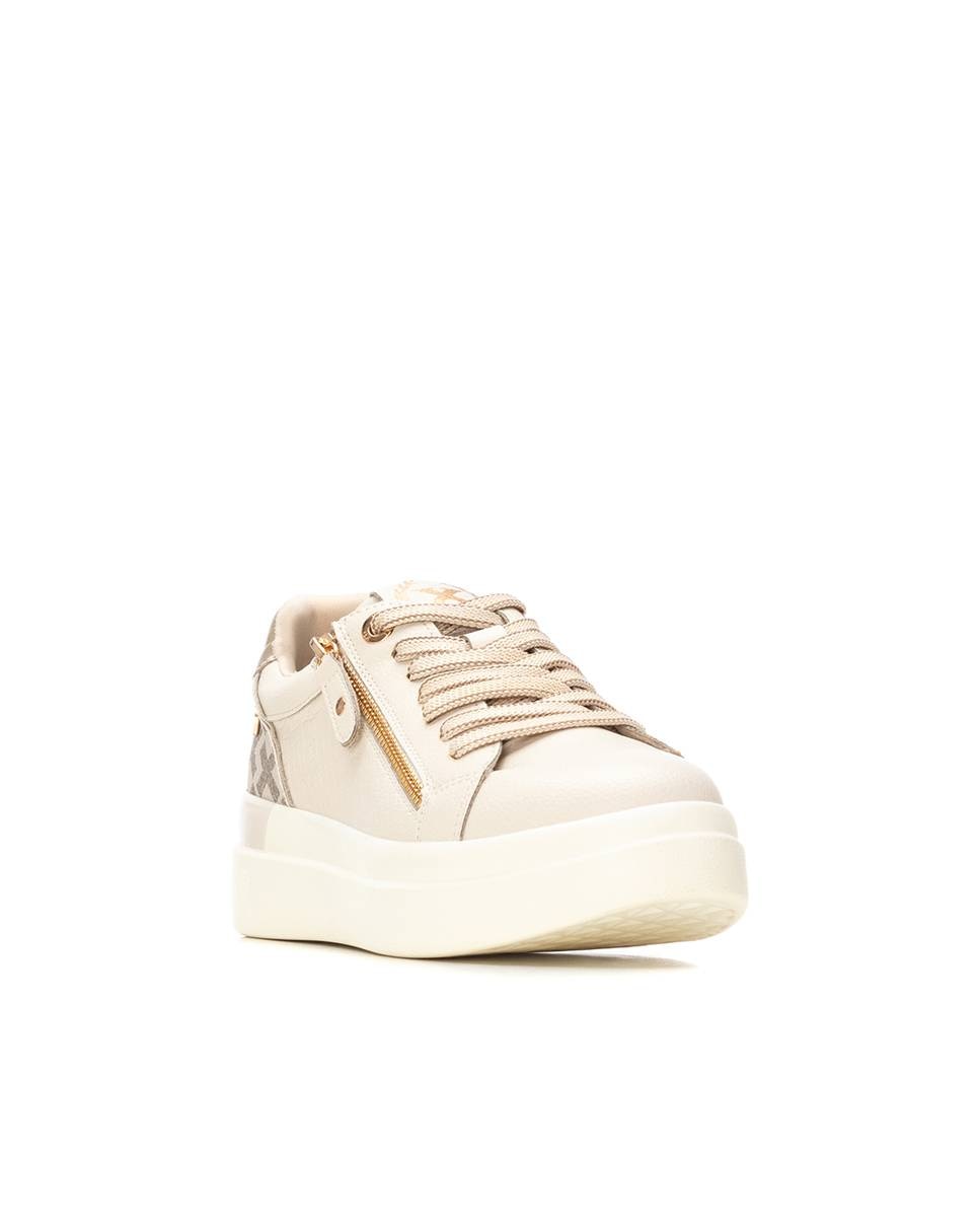 Zapatilla de mujer con cordones - Xti - Beige Beige-3