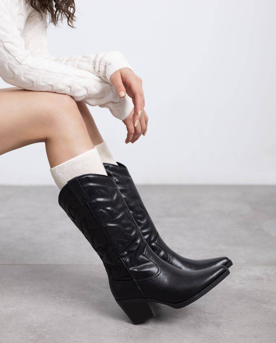 Bota de mujer cowboy metalizada - Xti - Negro Negro-2