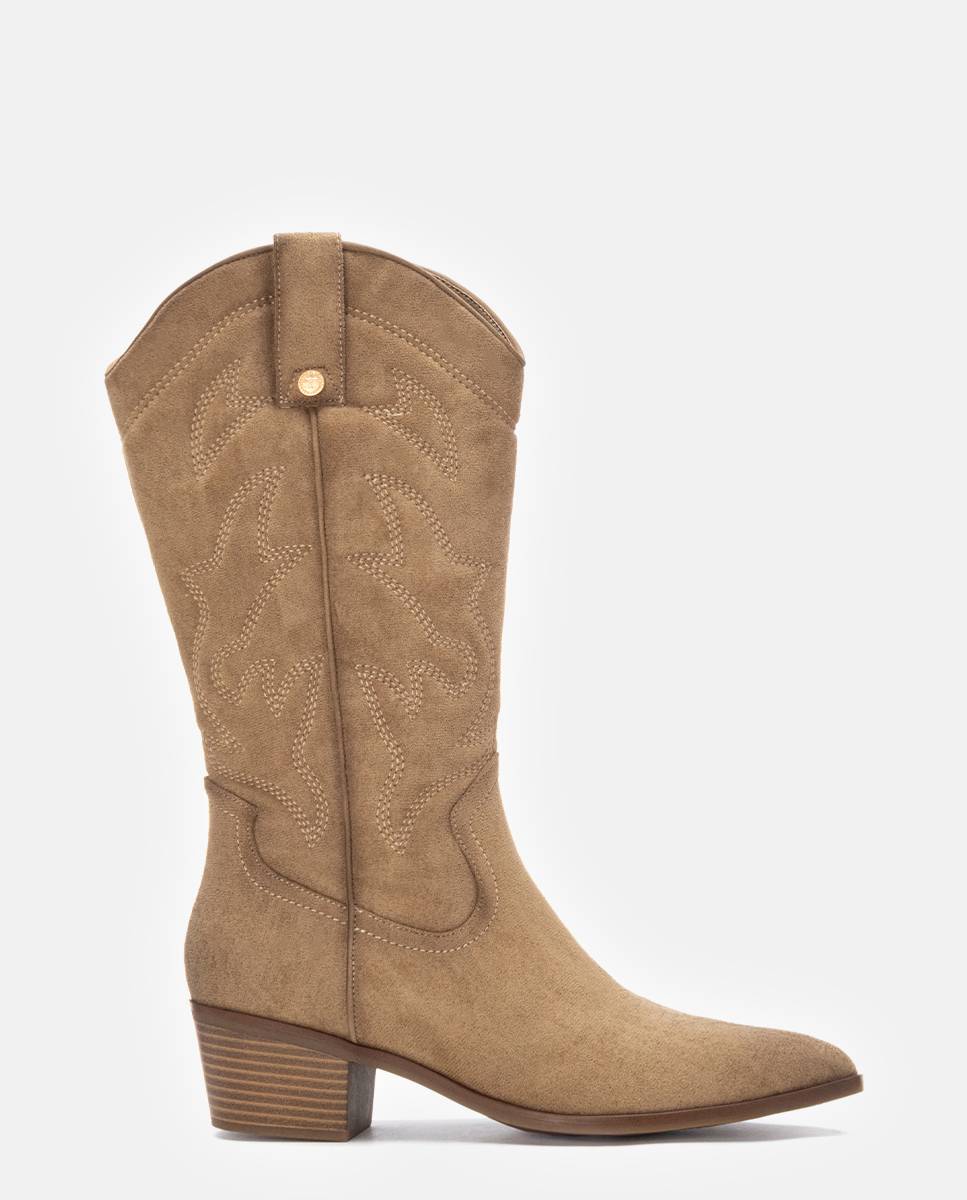 Imagen 0 de Bota de mujer cowboy de antelina Beige